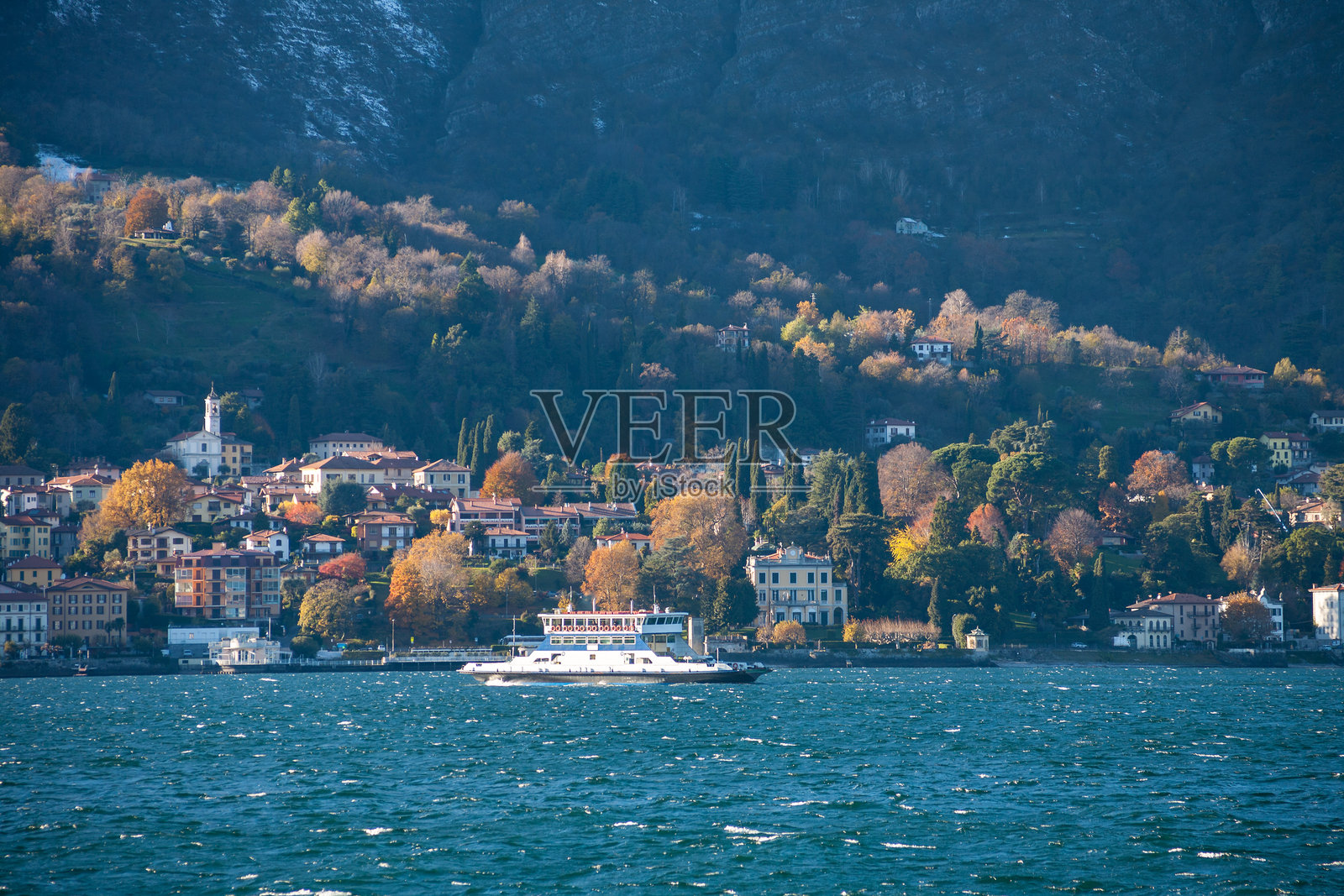 格里安特和渡轮，科莫湖照片摄影图片