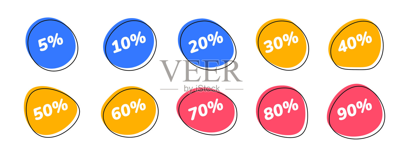 五彩缤纷的折扣优惠百分比标签插画图片素材