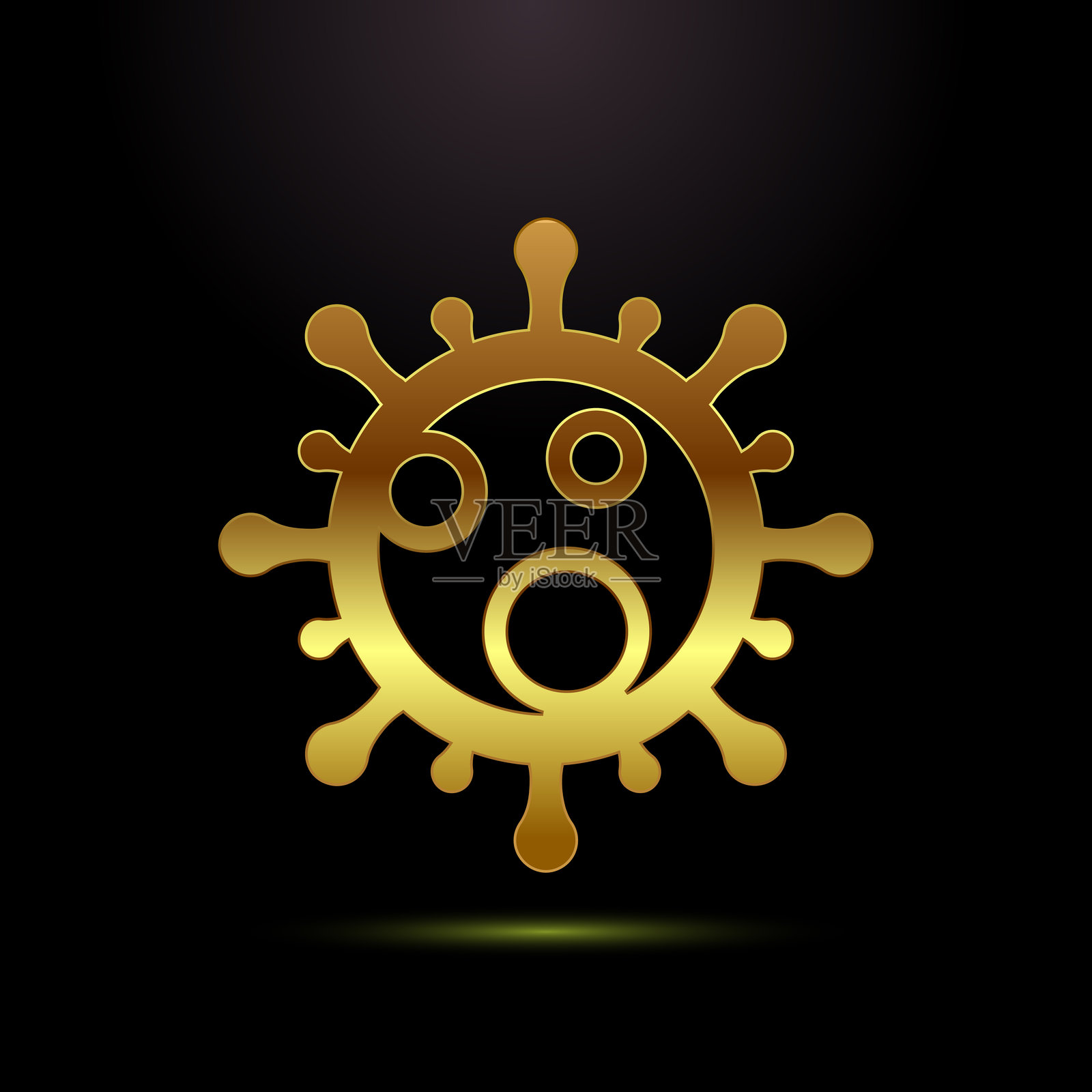 病毒和细菌图标设计插图。金色风格的微生物细菌标志符号插画图片素材