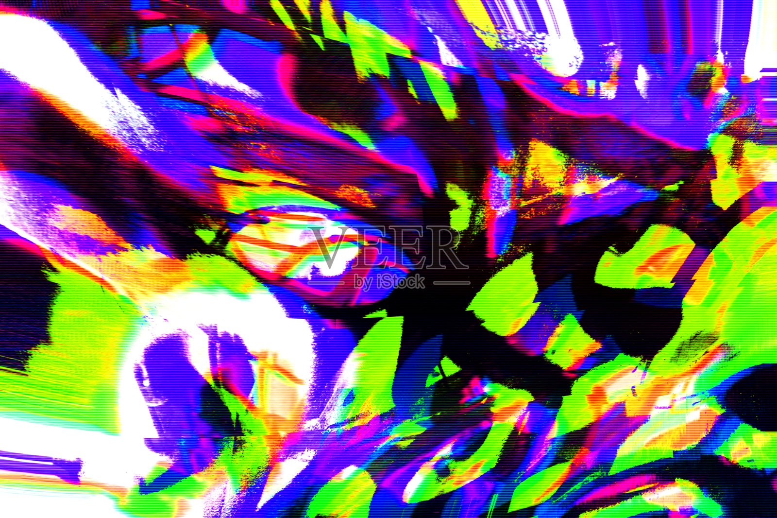 霓虹色的迷幻故障艺术，带有2000年代Y2K美学插画图片素材