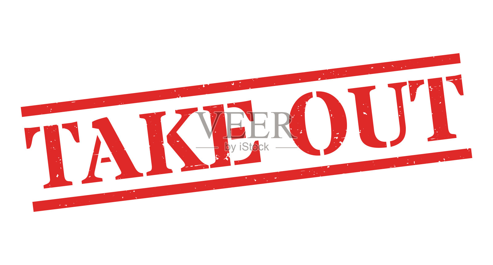 外卖 - 红色橡胶印章在空白背景上插画图片素材