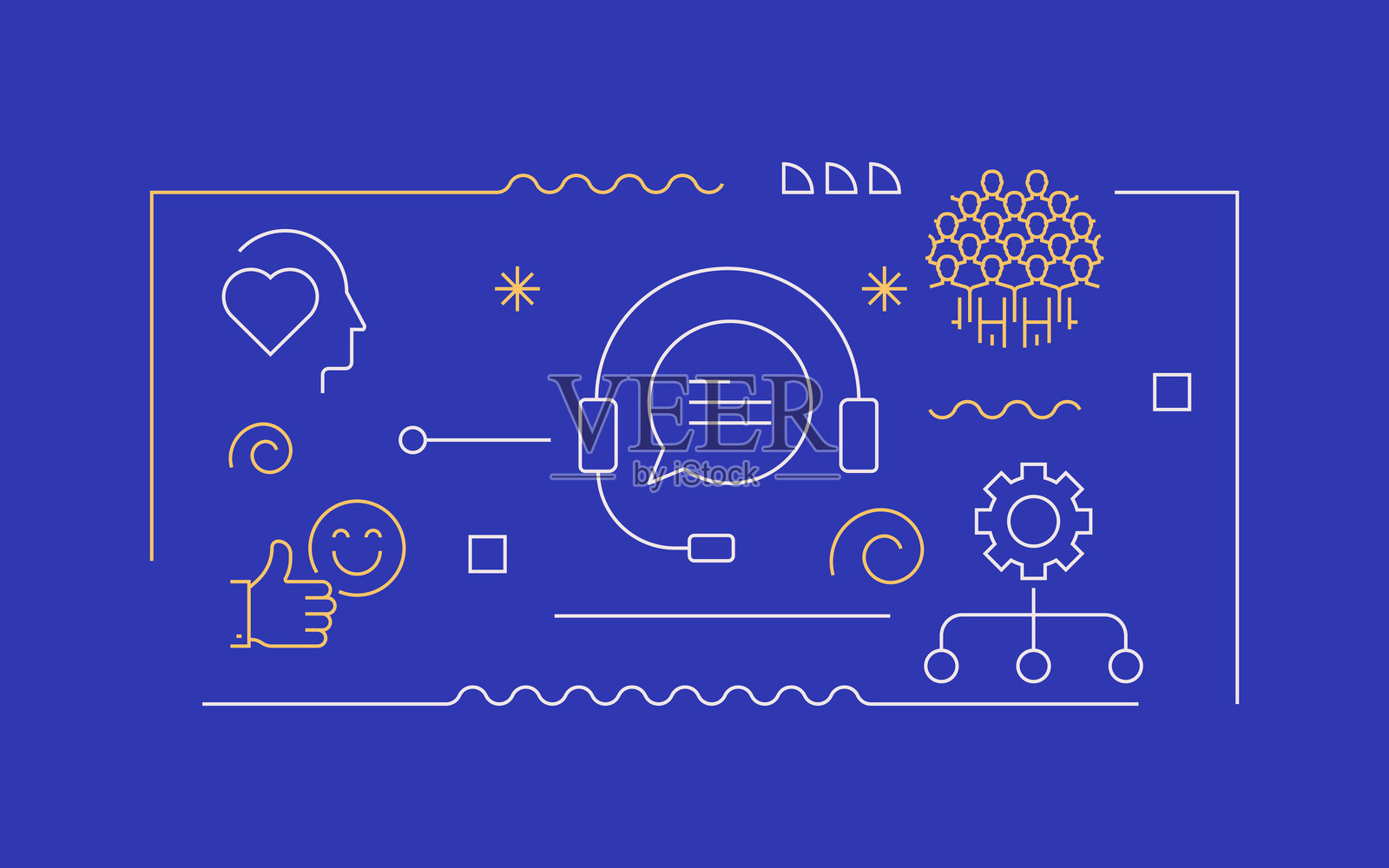 客户关系相关的矢量插图。反馈、推荐、质量、连接、规划、分析。插画图片素材