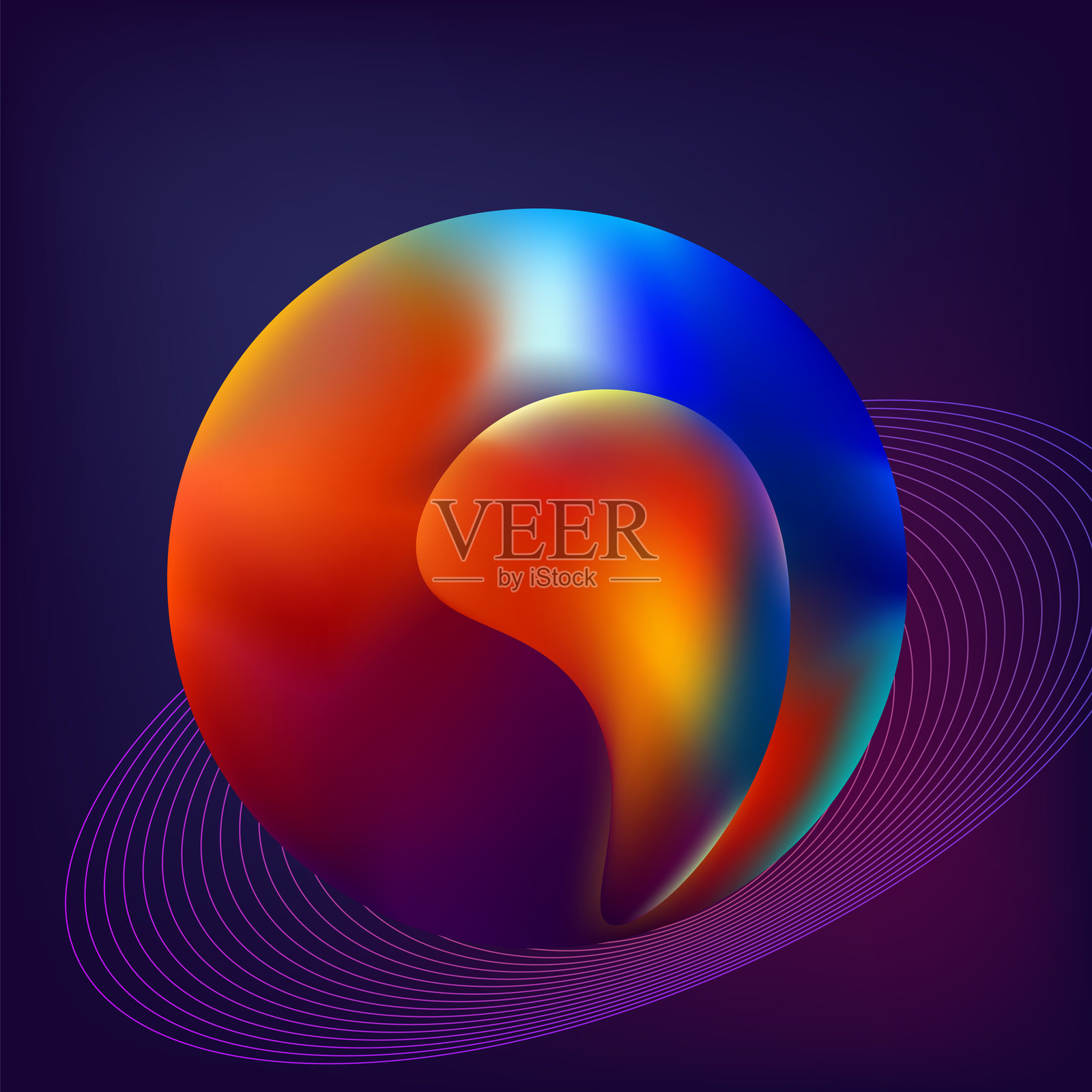 抽象的多彩渐变三维球体设计插画图片素材