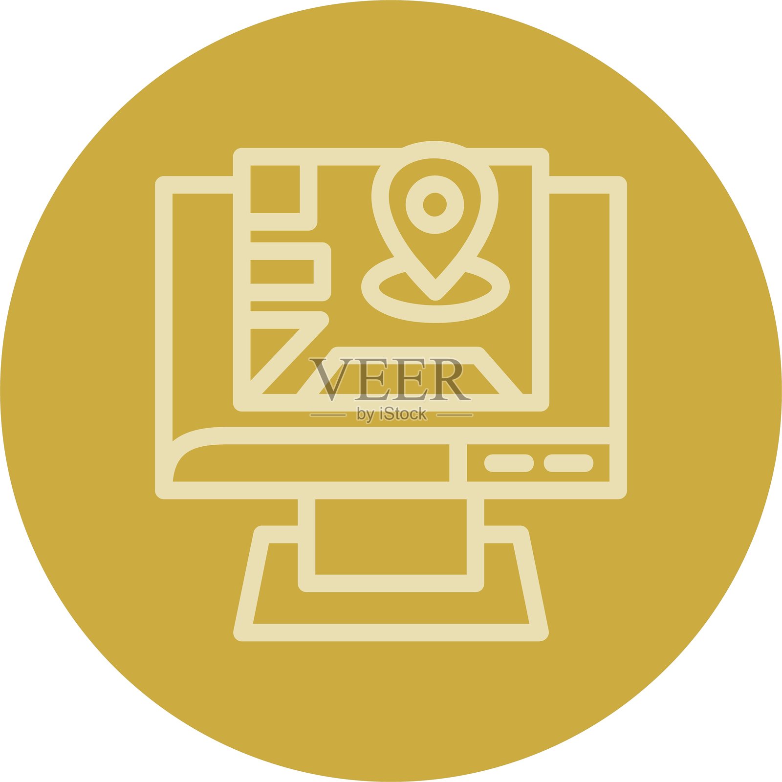 多色图标的点击地图线插画图片素材