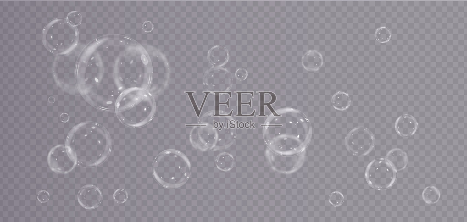 闪亮的肥皂泡和魔杖，清晰的蓝色抽象设计，趣味、装饰性强且干净，背景透明插画图片素材