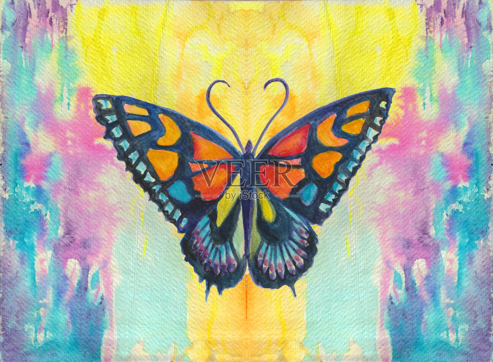 蝴蝶流动插画图片素材