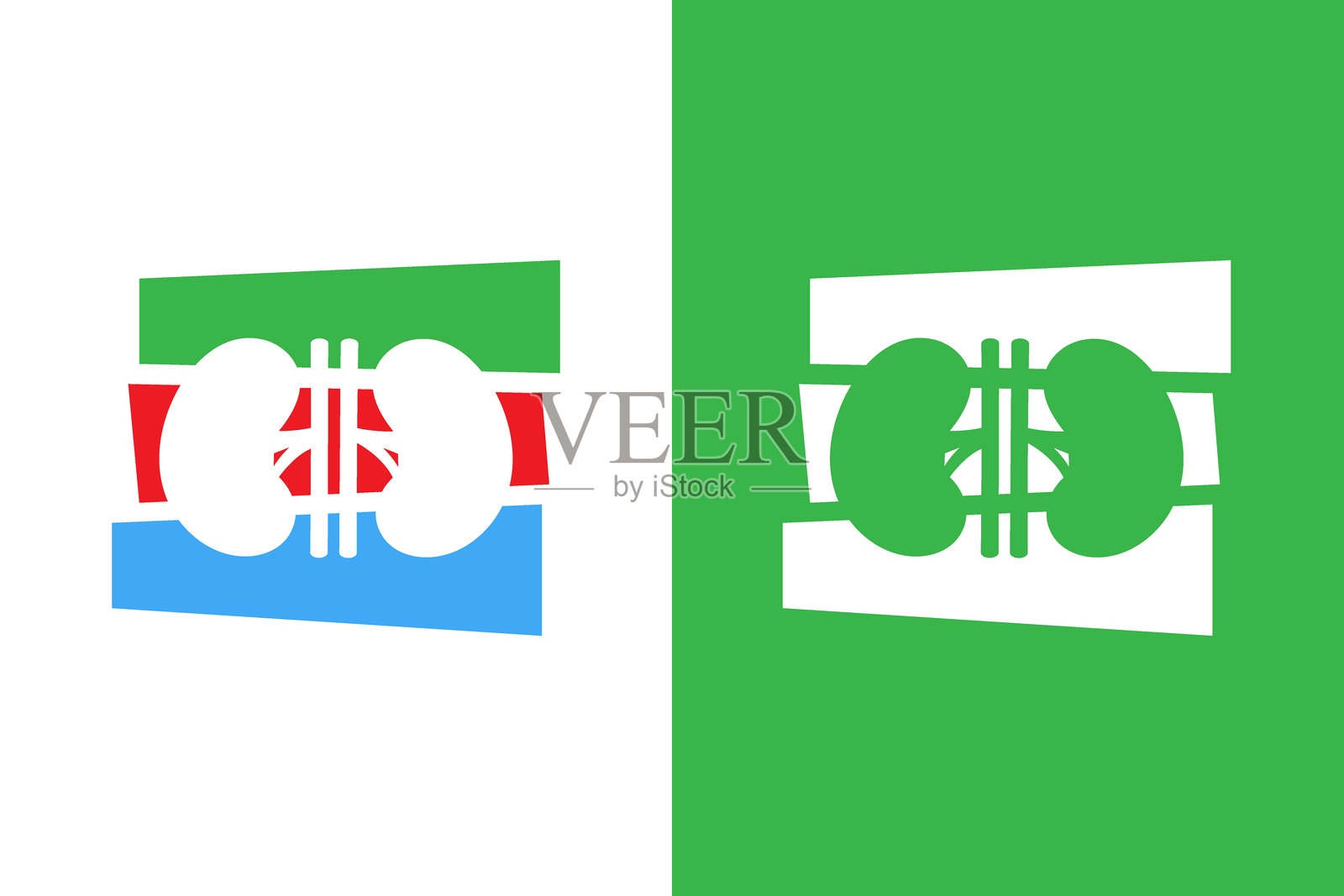 肾脏标志组合。内部人体器官标志设计模板。插画图片素材