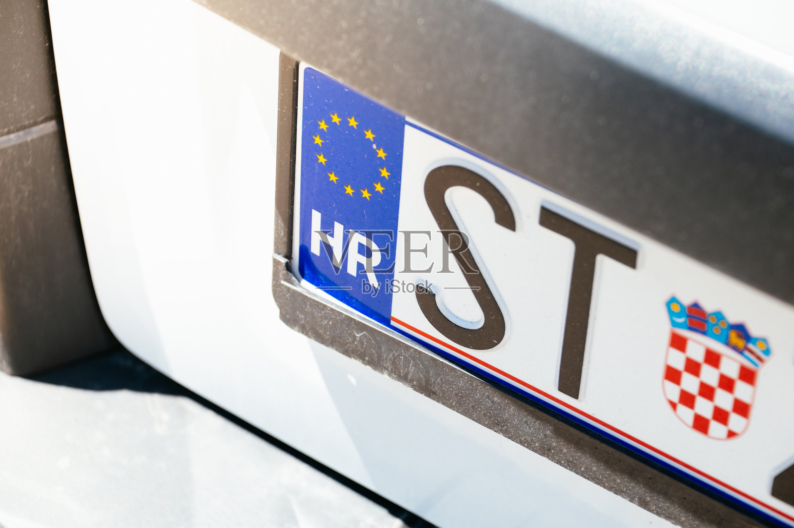 克罗地亚车牌细节照片摄影图片