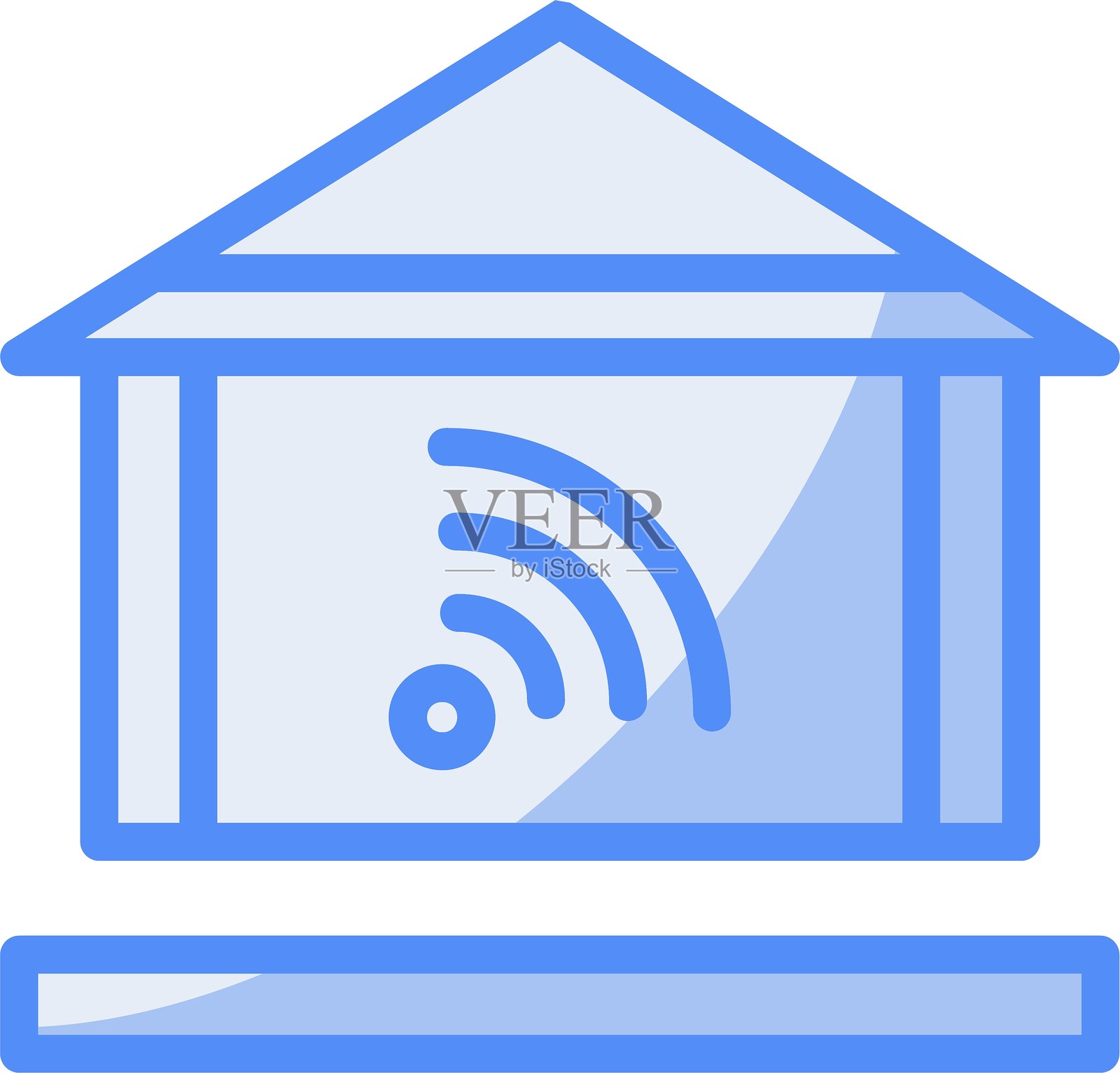 家居自动化线条填充蓝色图标插画图片素材