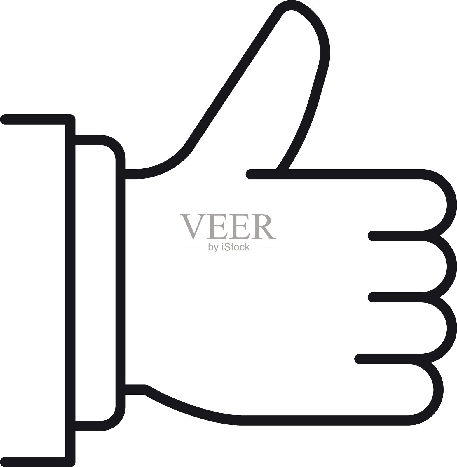 白色背景上的拇指向上手势插图，采用细线风格插画图片素材