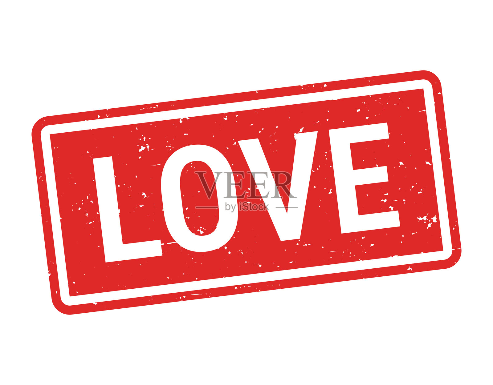爱 - 红色橡皮图章印在白色背景上插画图片素材