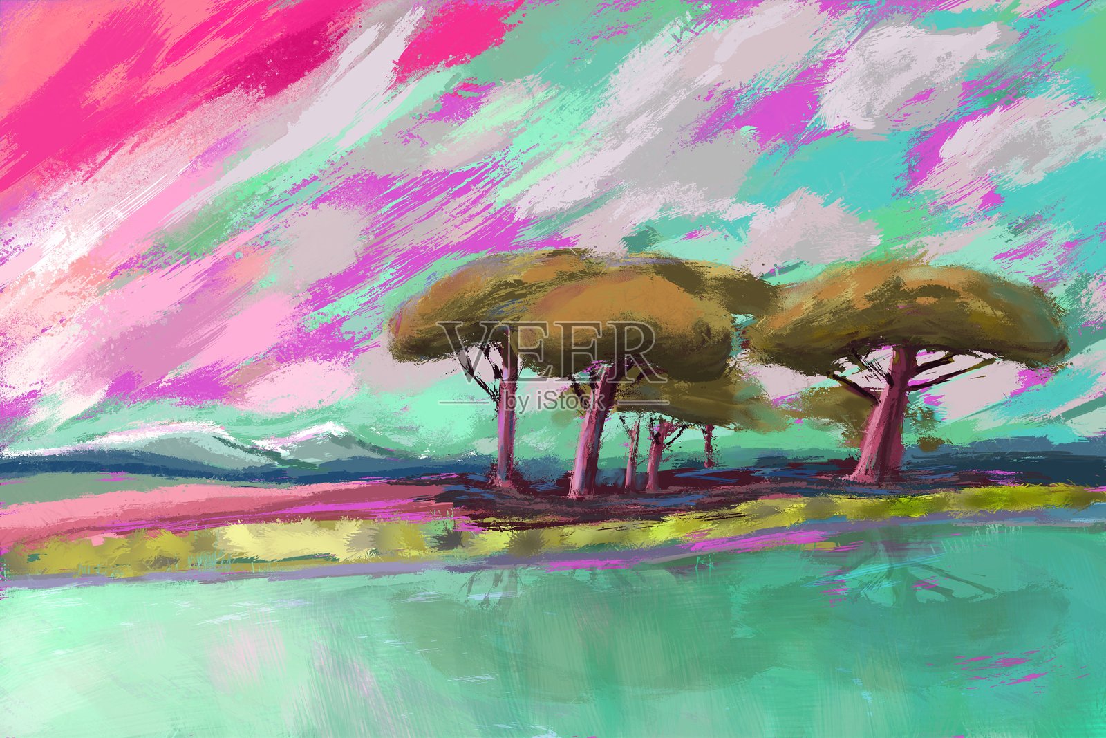 如画的地中海风景插画图片素材