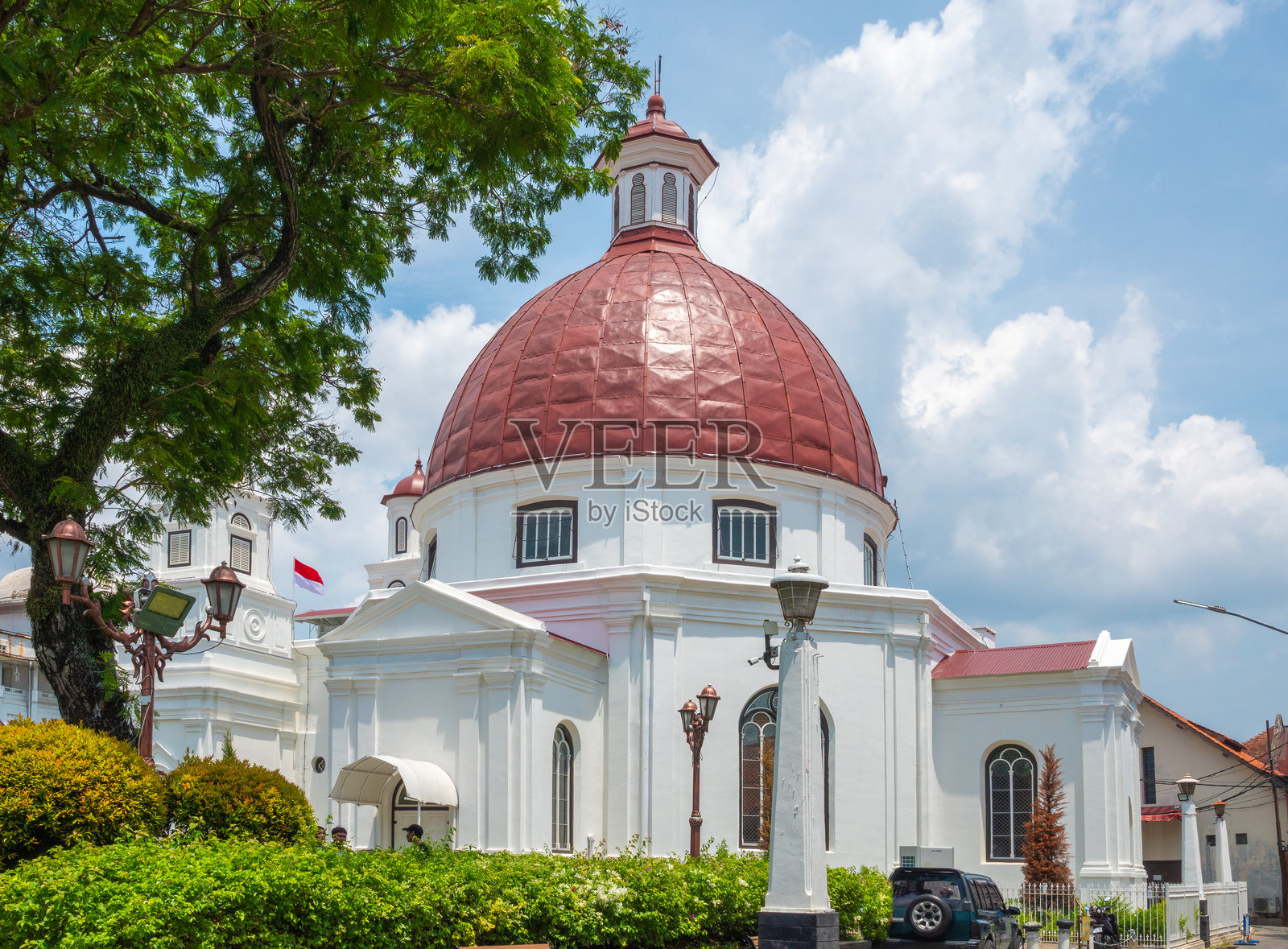 Blenduk教堂，印度尼西亚中爪哇省塞马朗老城的荷兰殖民建筑瑰宝照片摄影图片
