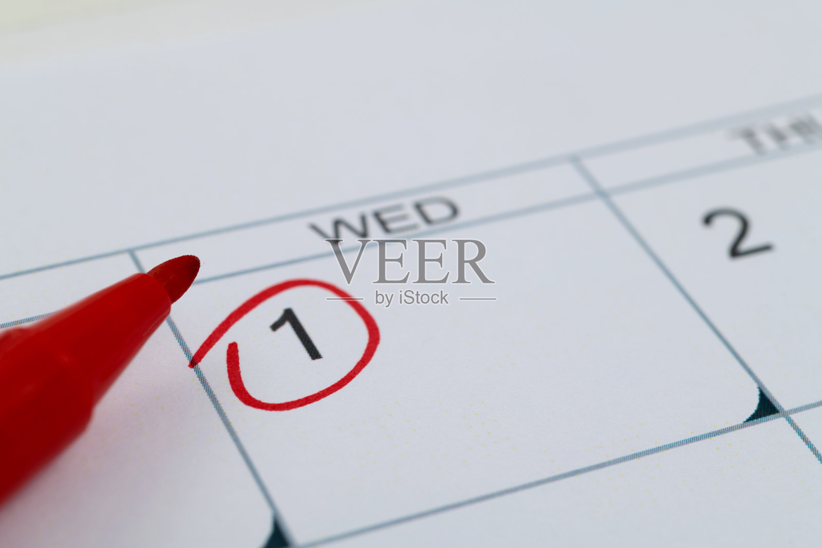 日历上标有红色标记的数字1照片摄影图片