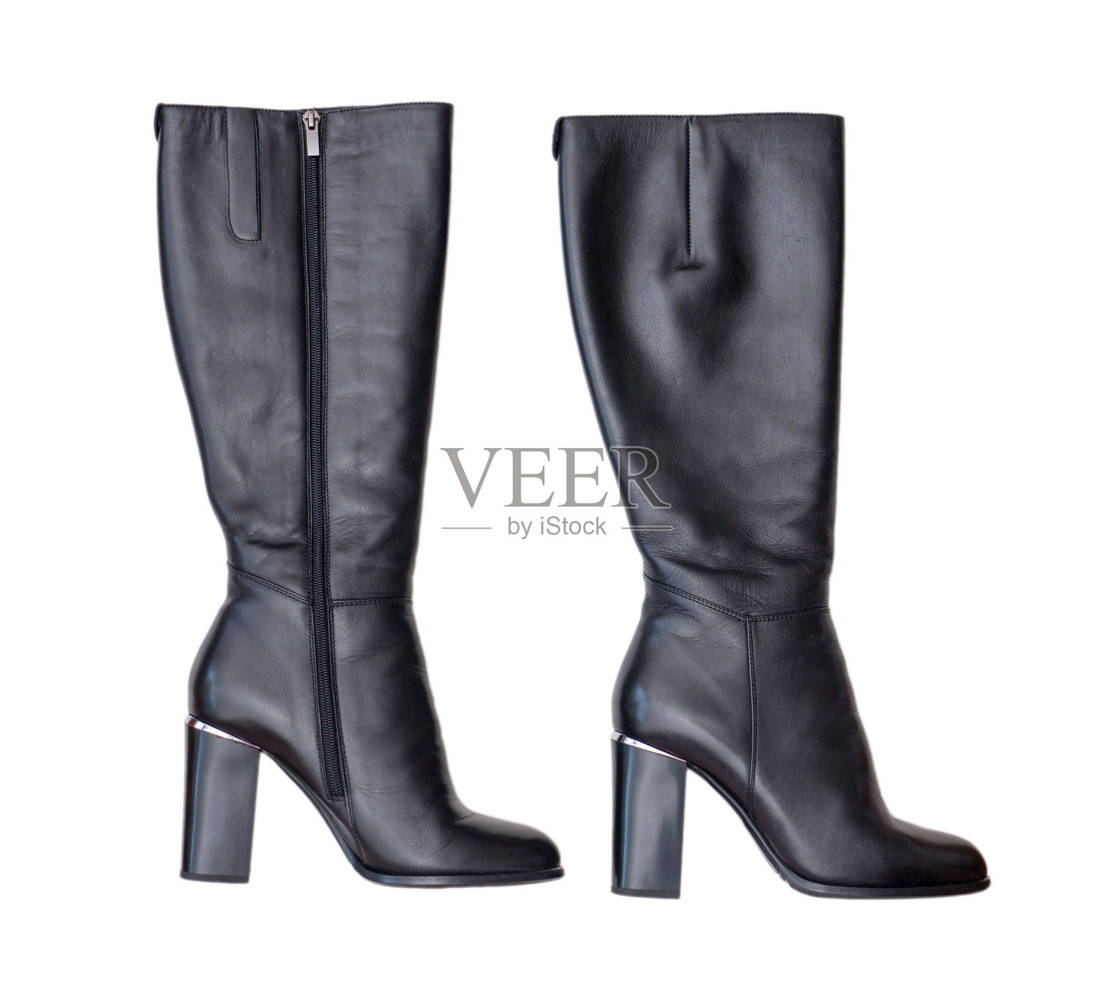 黑色女靴。照片摄影图片