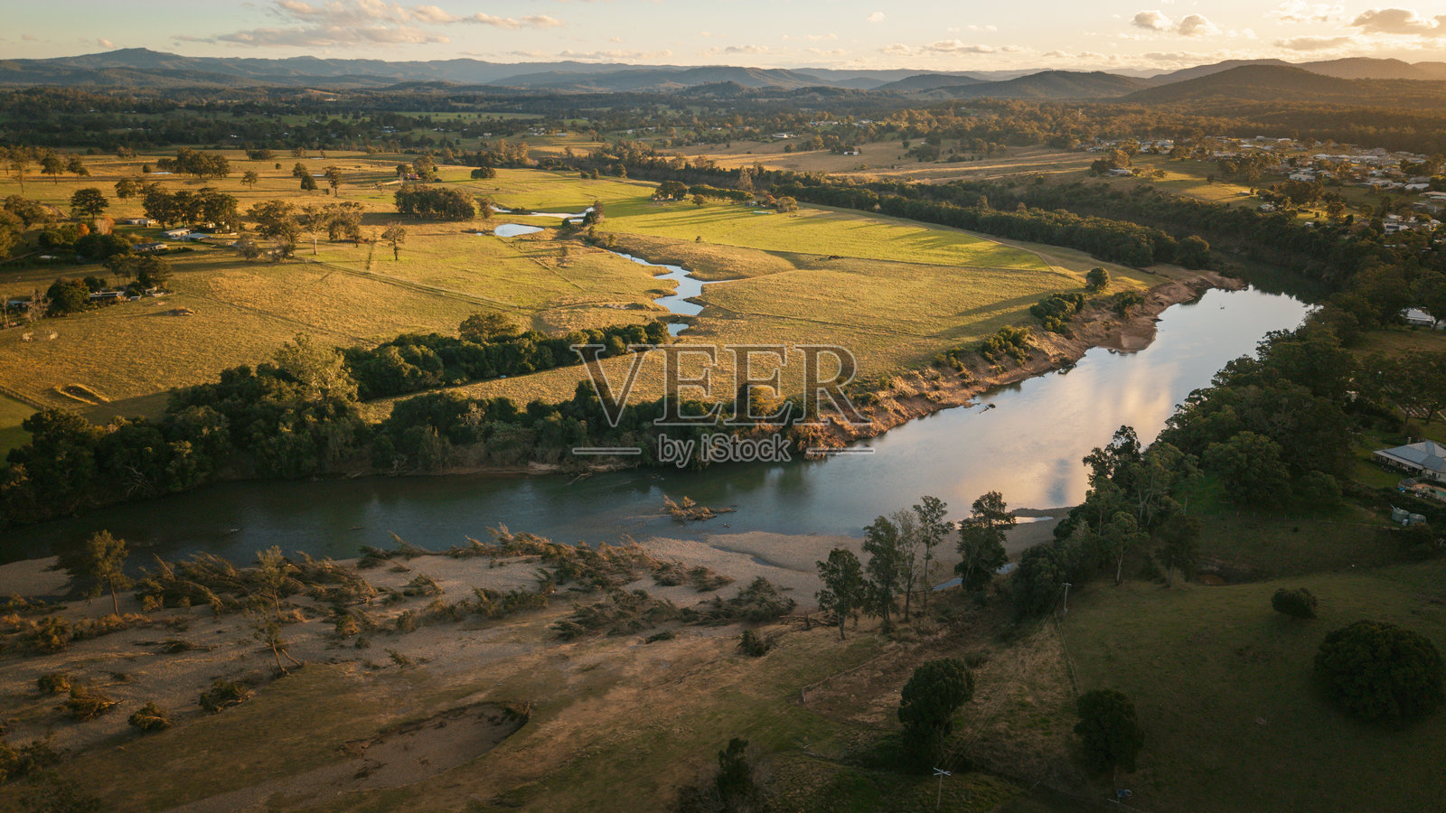 新南威尔士州澳大利亚的乡村风景上空的无人机视角照片摄影图片