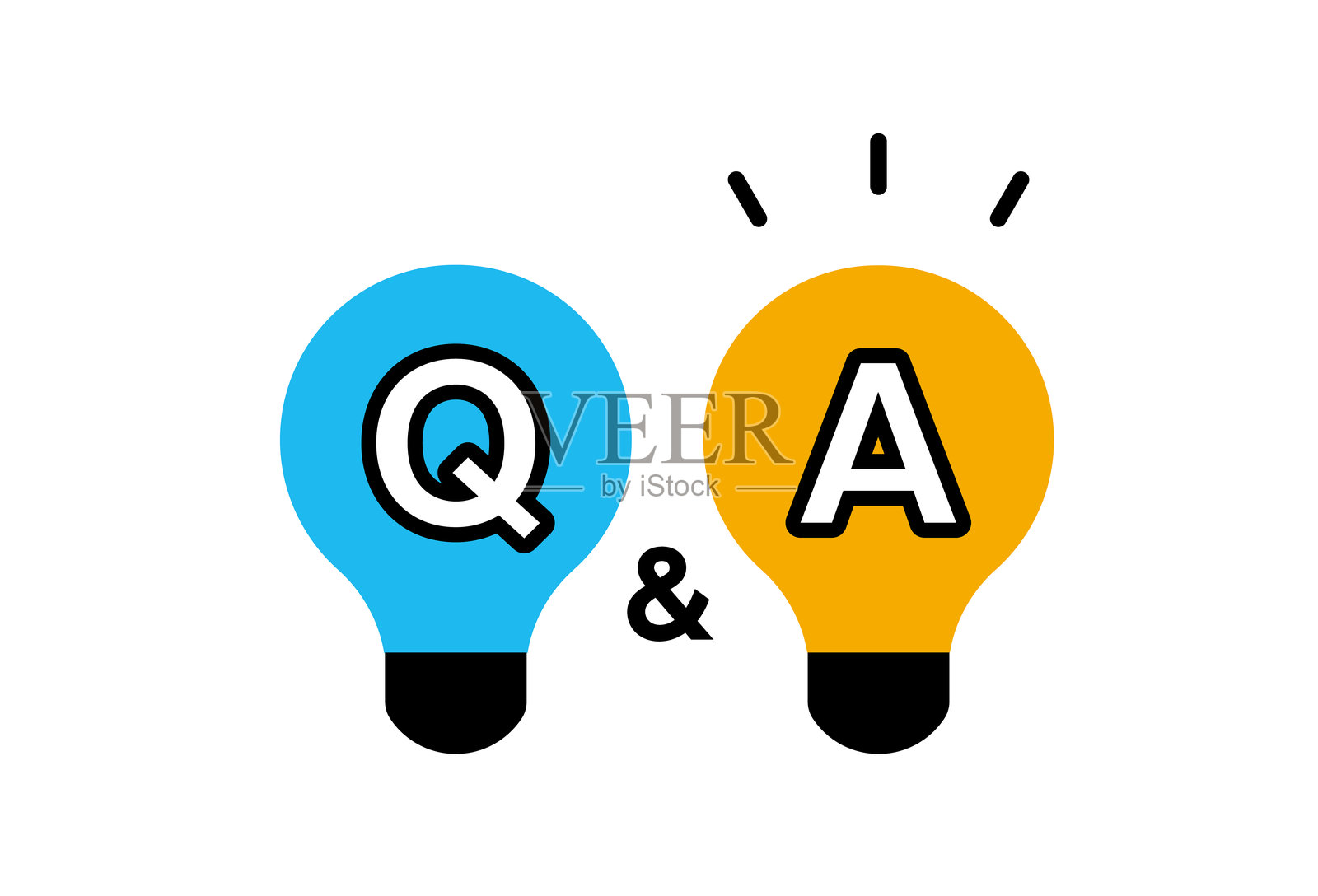 问答标题插图，带有灯泡图标插画图片素材