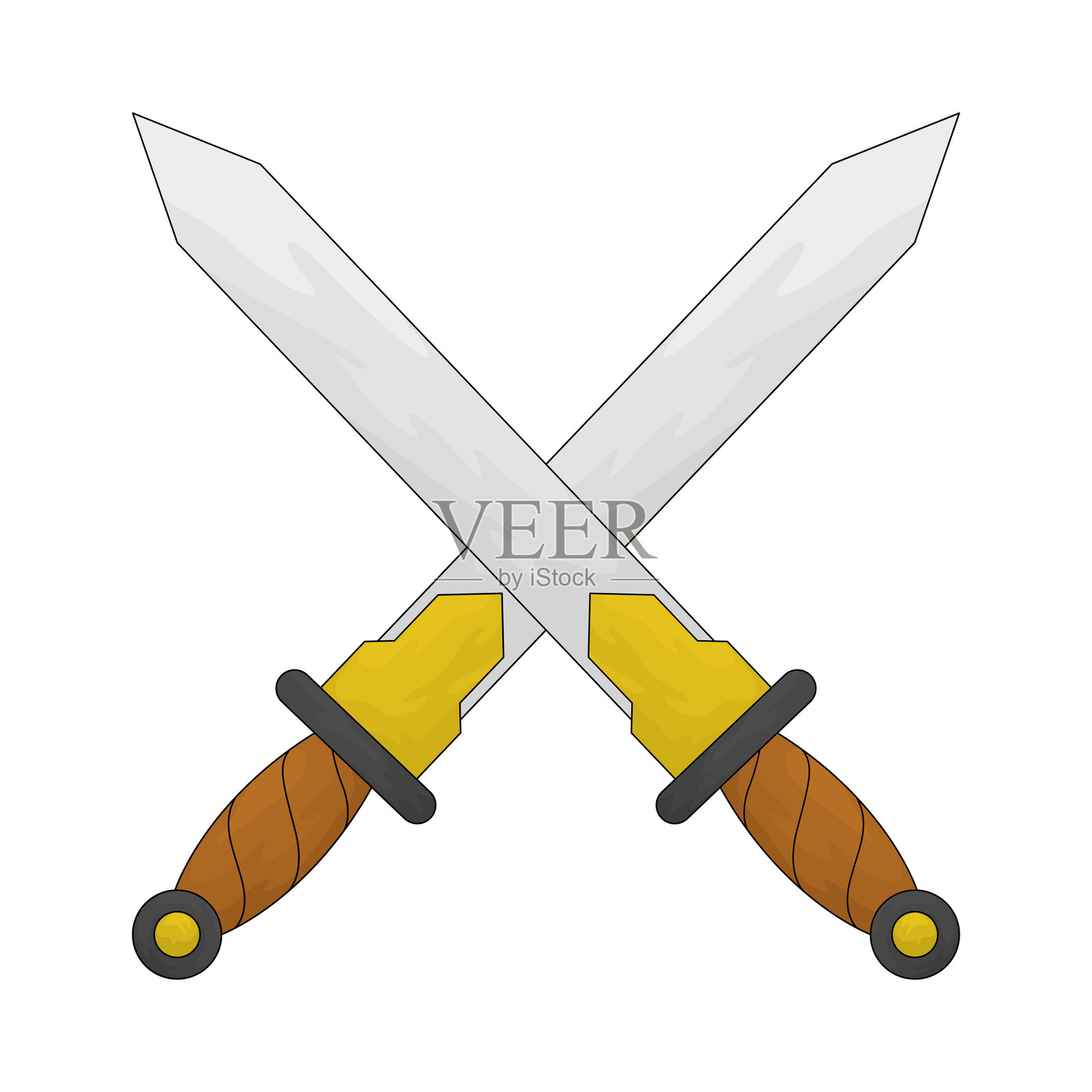 交叉的剑插画图片素材