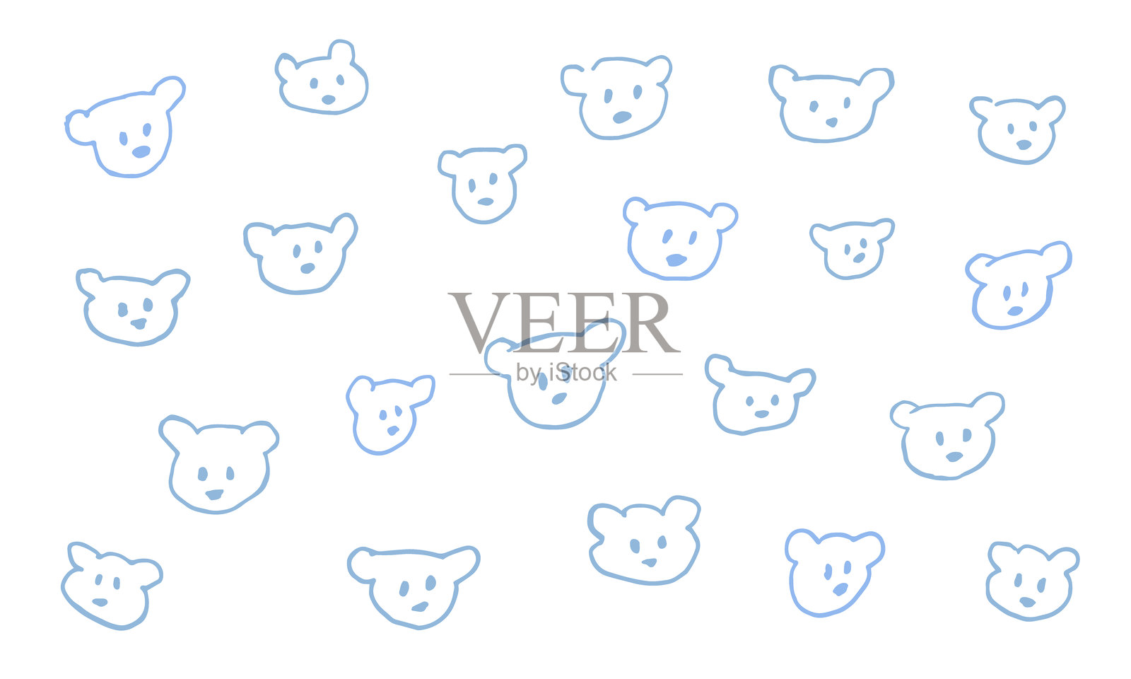 粗糙可爱的熊在白色背景上的涂鸦。手绘插图矢量图。插画图片素材