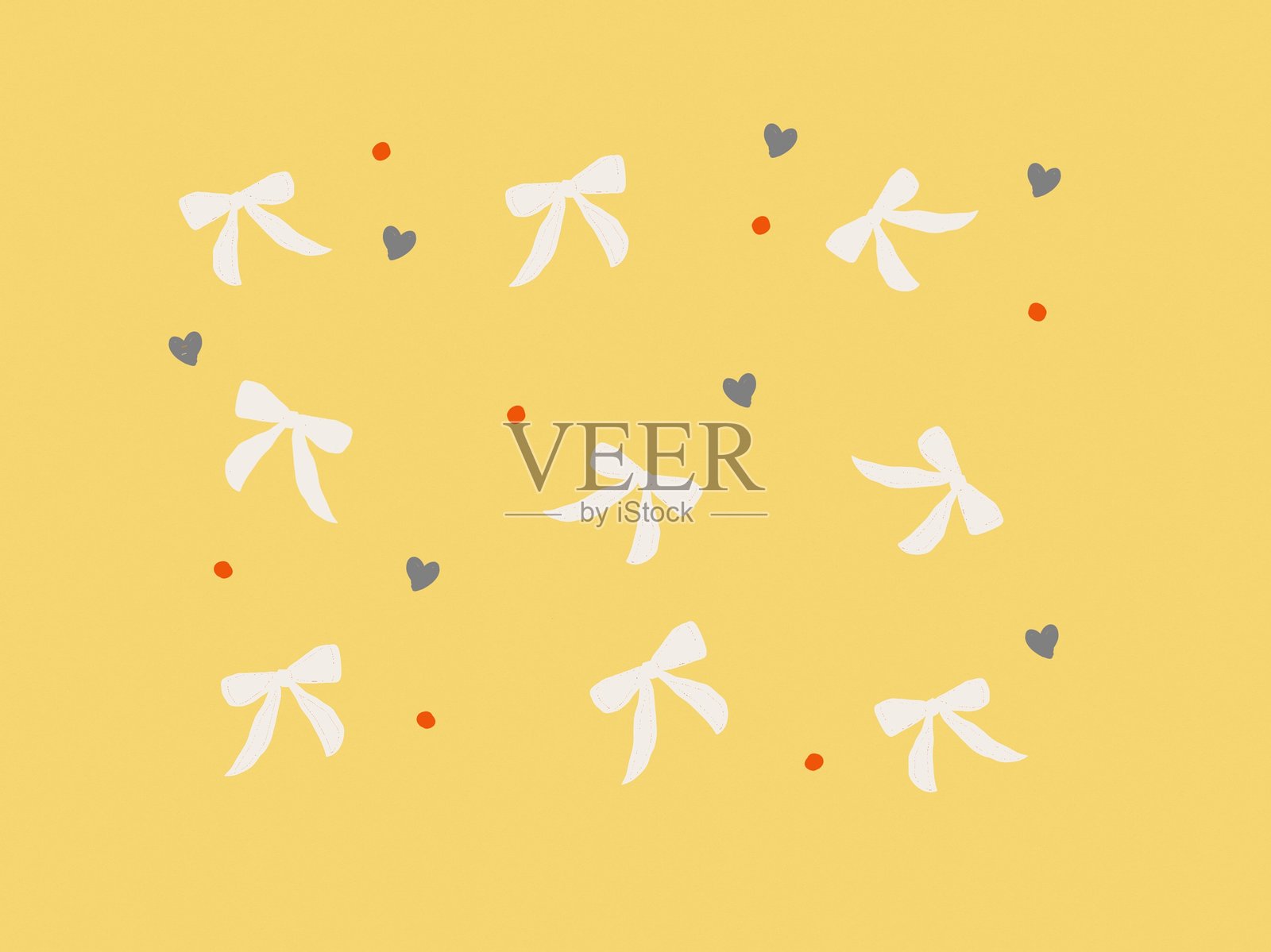 黄色背景与蝴蝶结插画图片素材