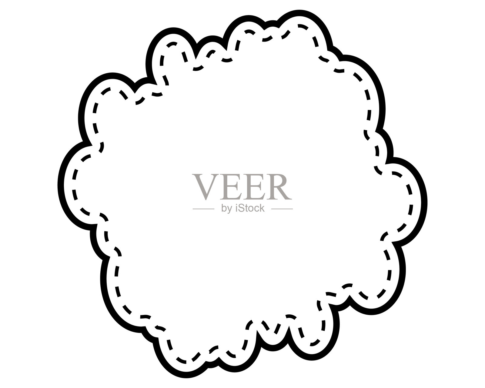 简单的虚线爆炸云形状插画图片素材