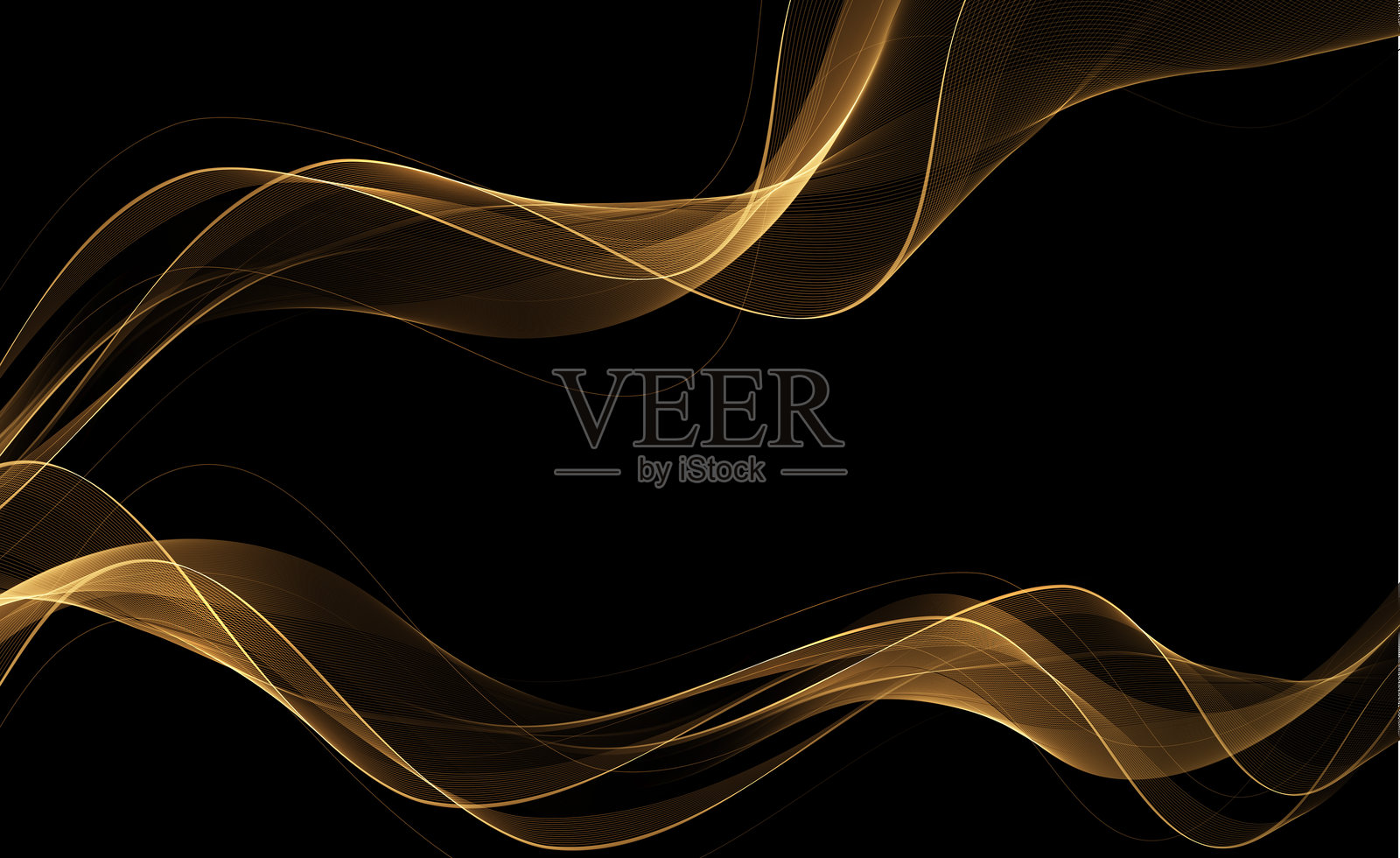 抽象闪亮的金色波浪设计元素插画图片素材