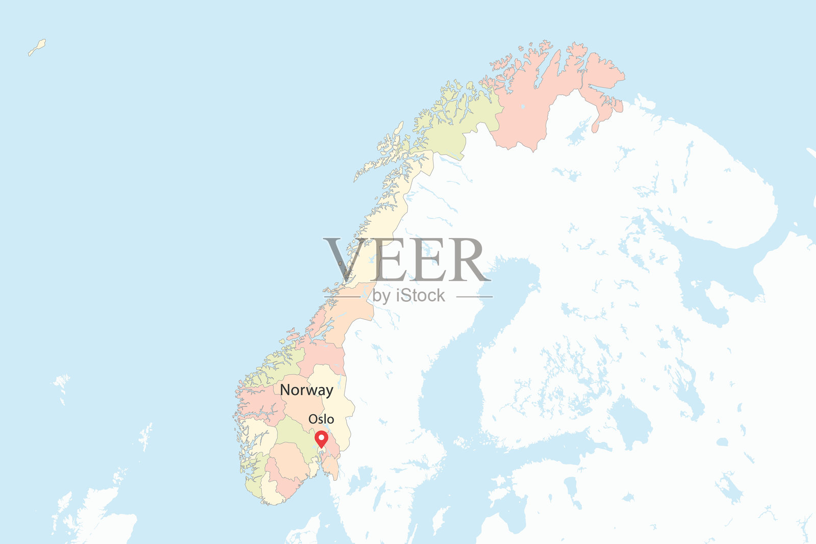 挪威轮廓地图 - 矢量艺术作品插画图片素材