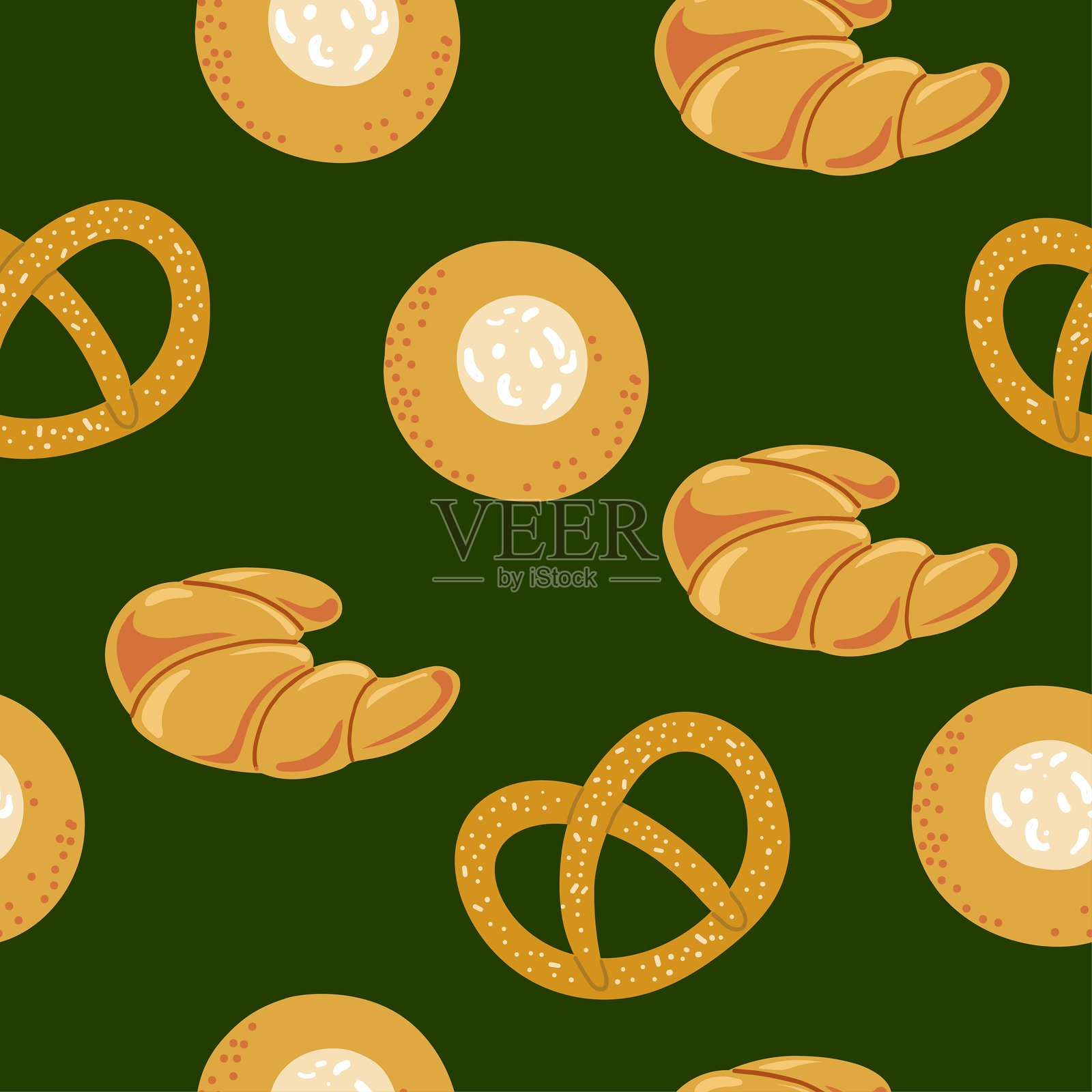 烘焙食品的无缝图案插画图片素材