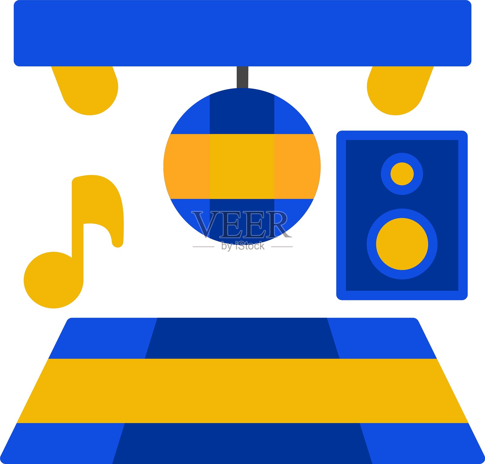 舞池平面双色图标插画图片素材