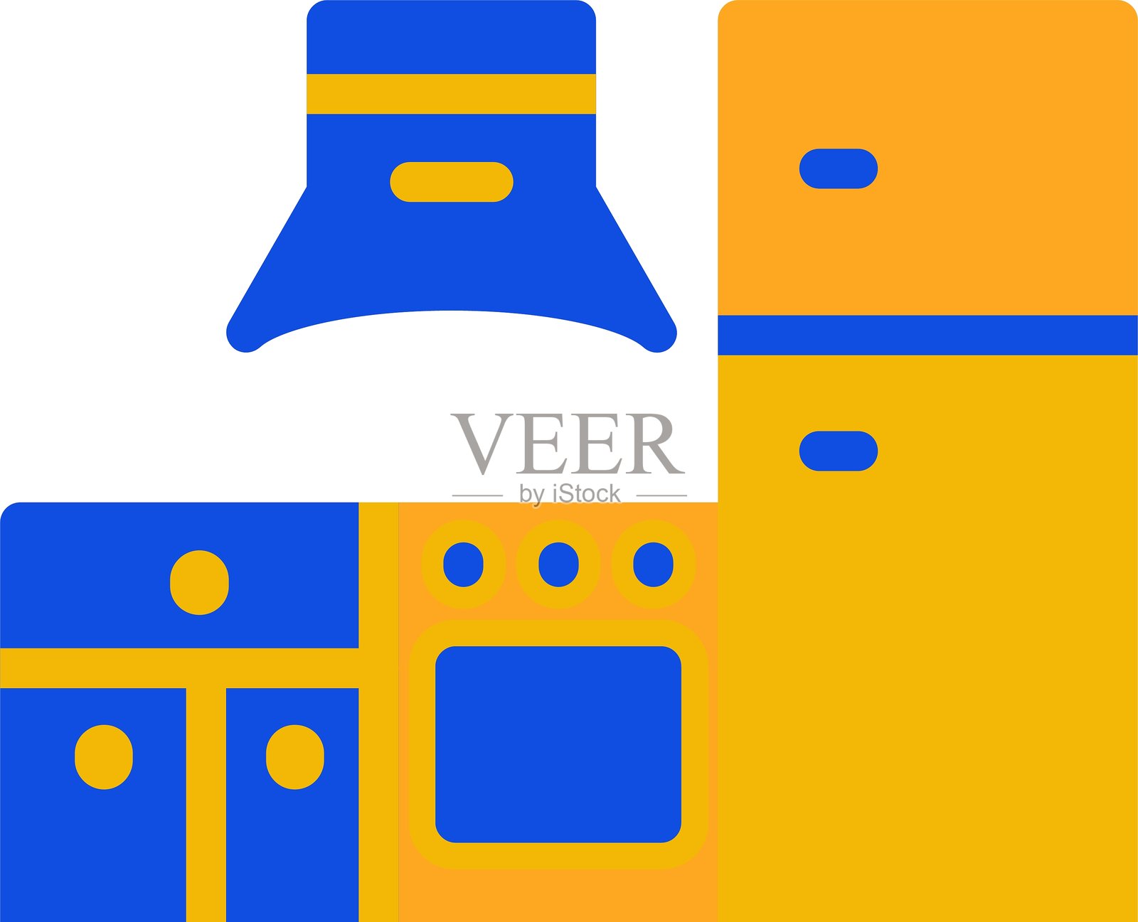 厨房平面图标（双色）插画图片素材