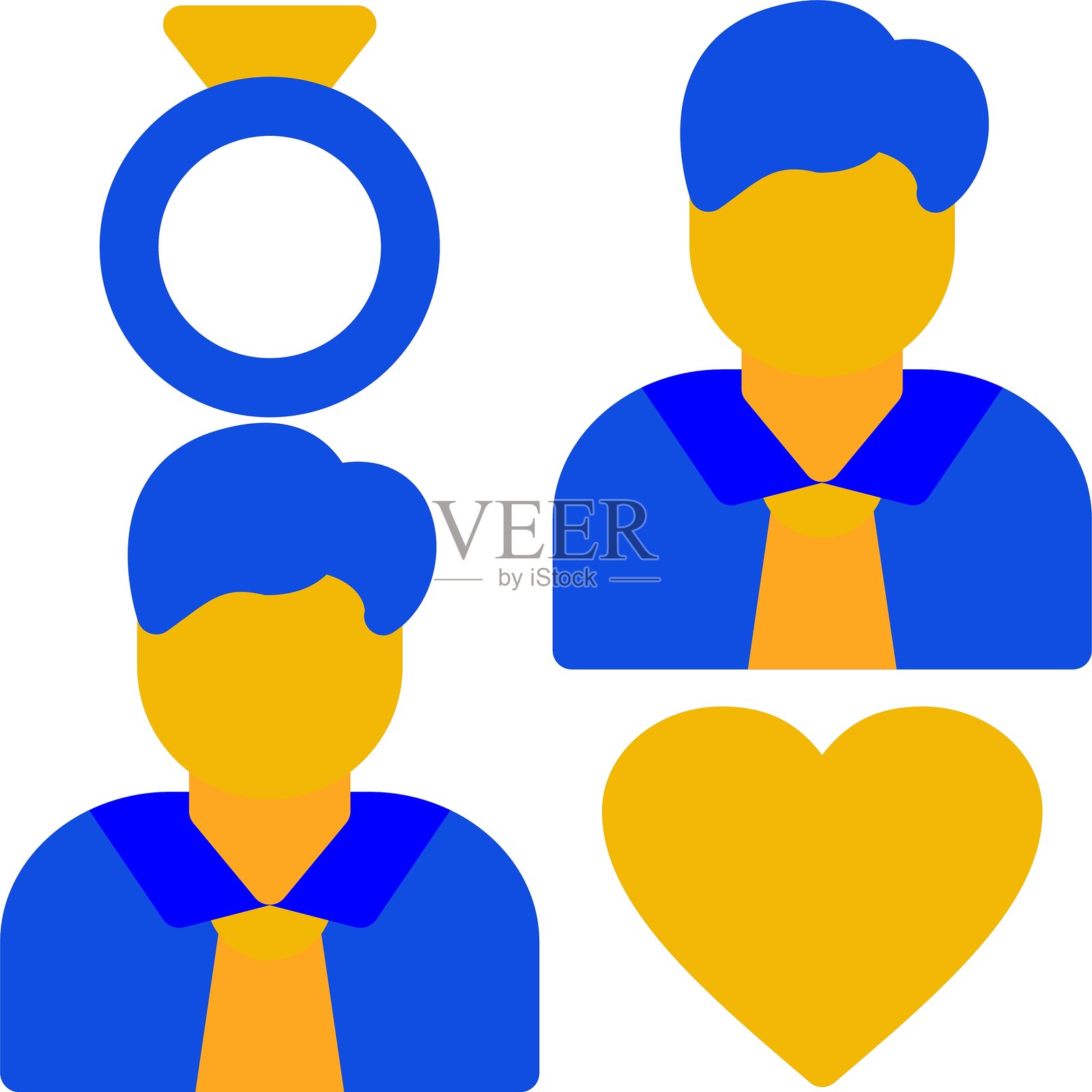 订婚扁平双色图标插画图片素材