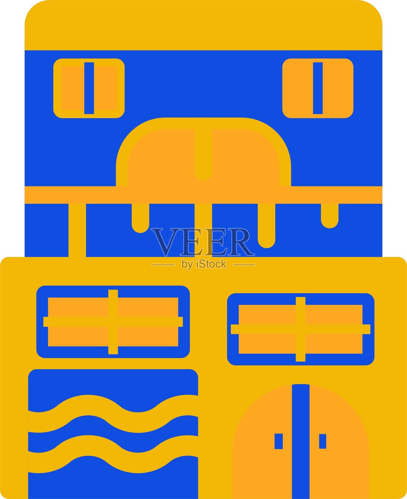 联排别墅平面图双色图标插画图片素材