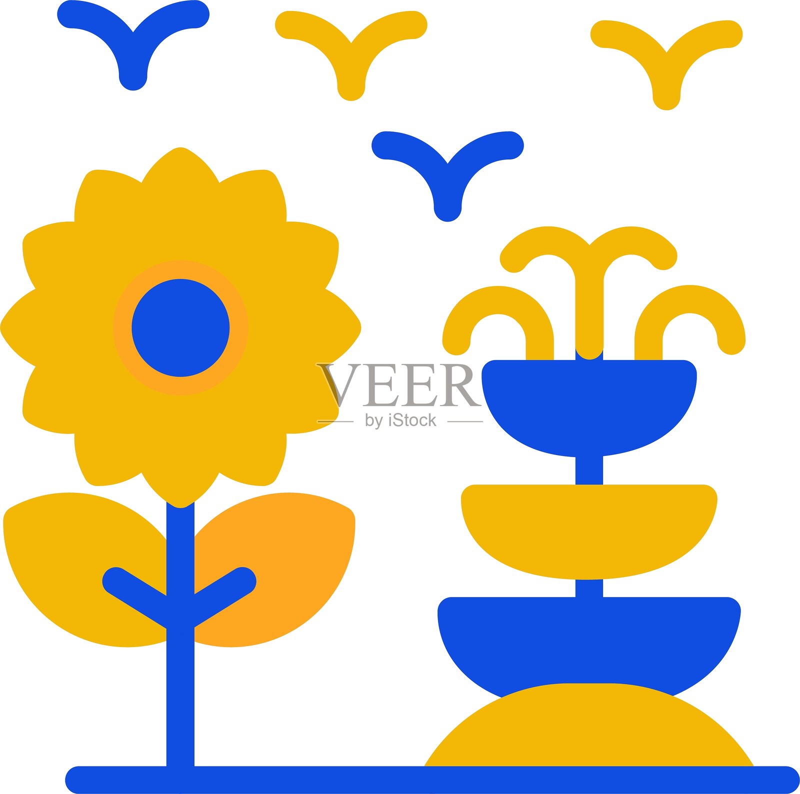 园艺平面双色图标插画图片素材