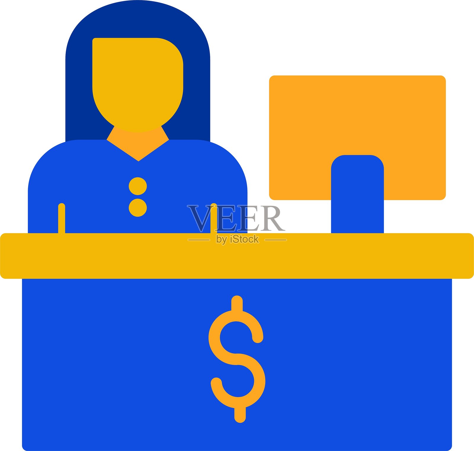 收银员扁平双色图标插画图片素材