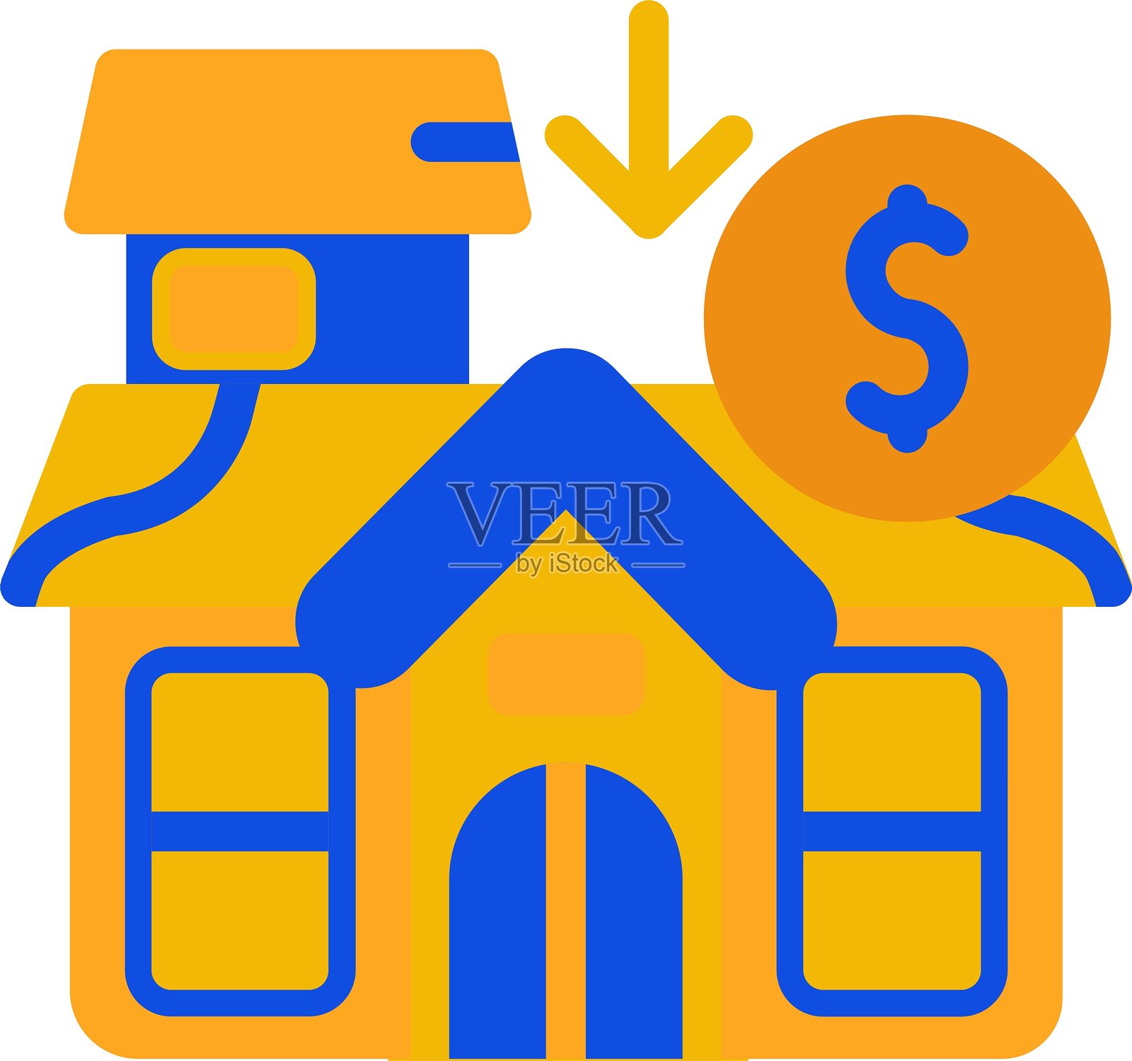 首付扁平双色图标插画图片素材