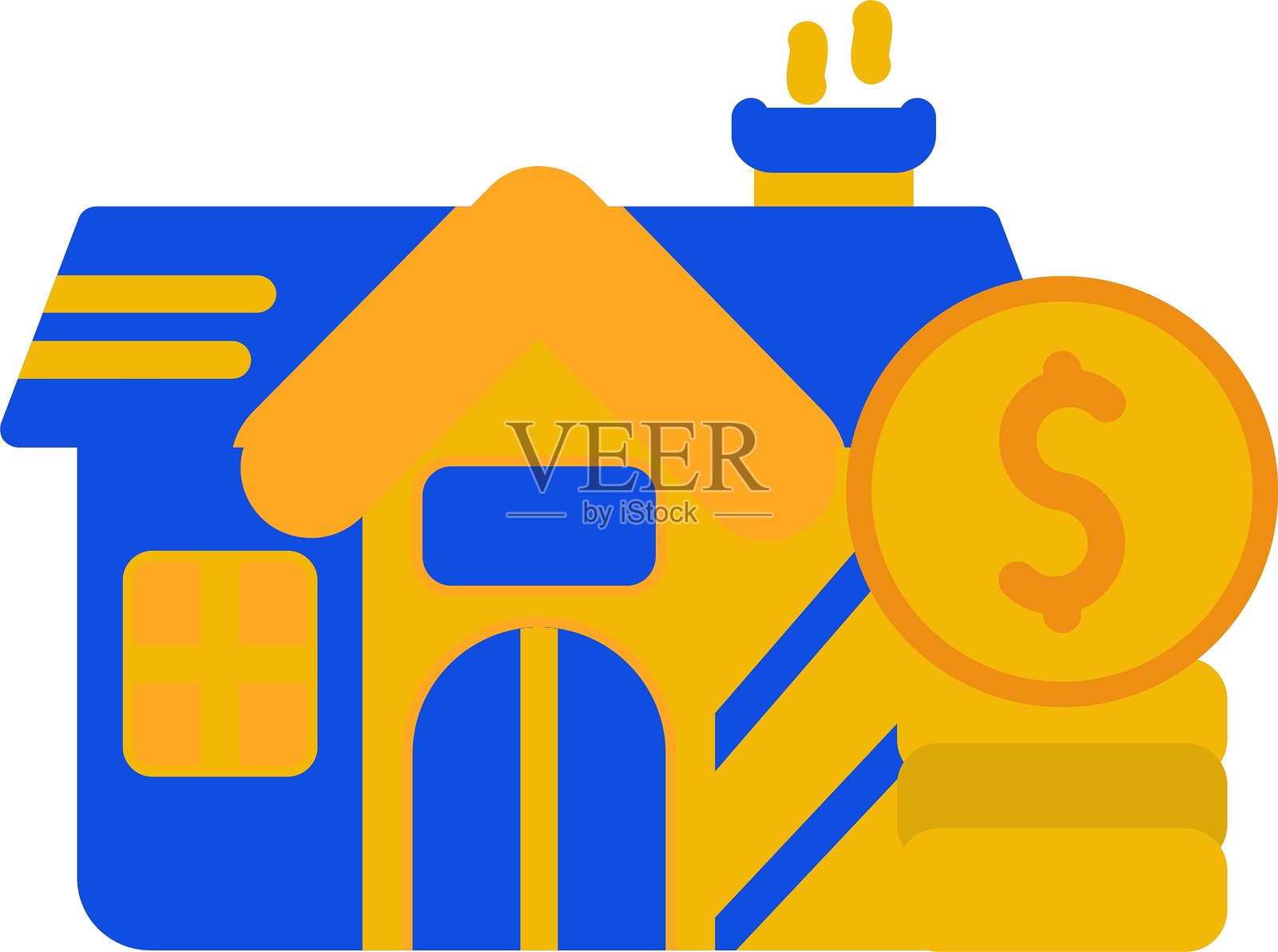 房地产市场平面两色图标插画图片素材