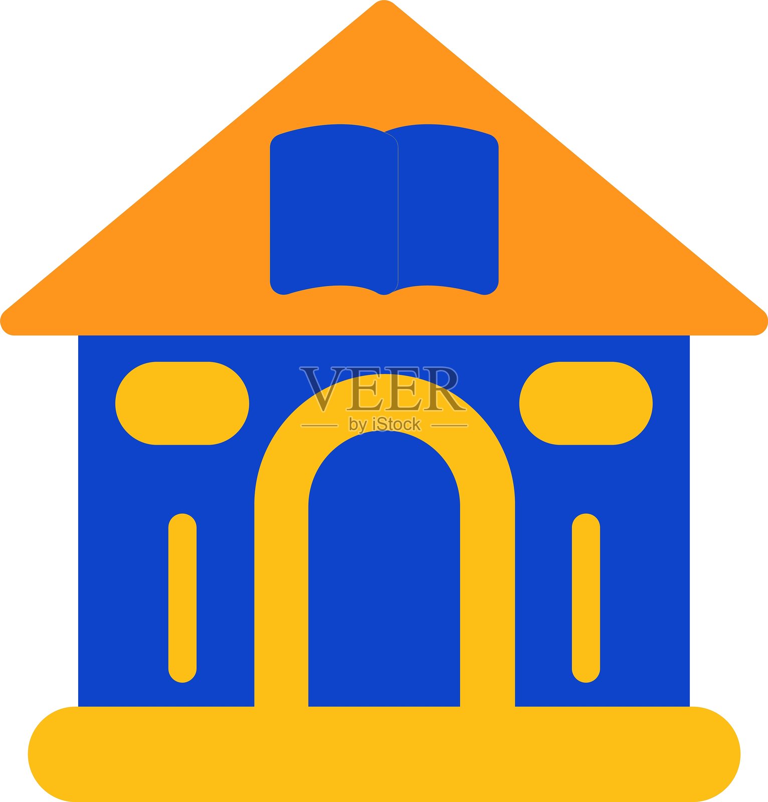 学习大厅扁平双色图标插画图片素材