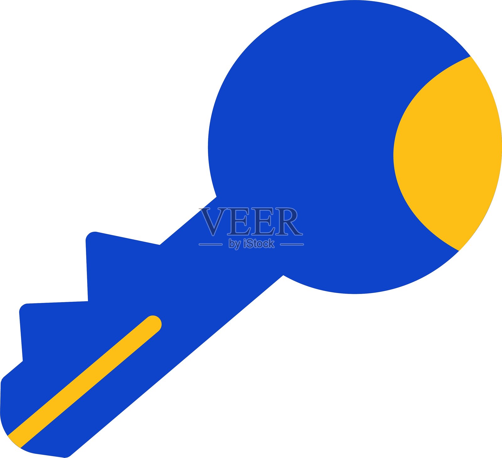 钥匙扁平双色图标插画图片素材