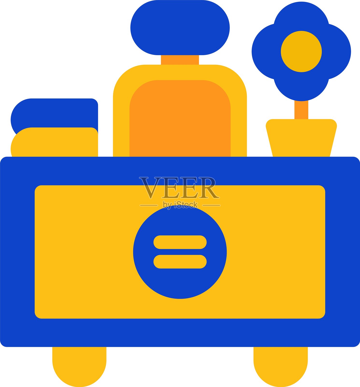 教师桌扁平双色图标插画图片素材