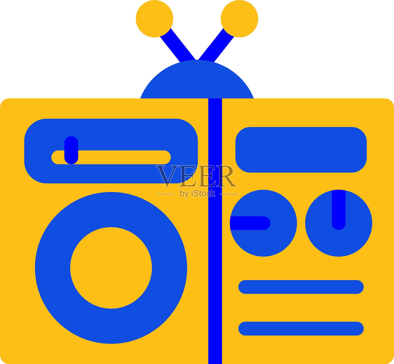 无线电扁平双色图标插画图片素材