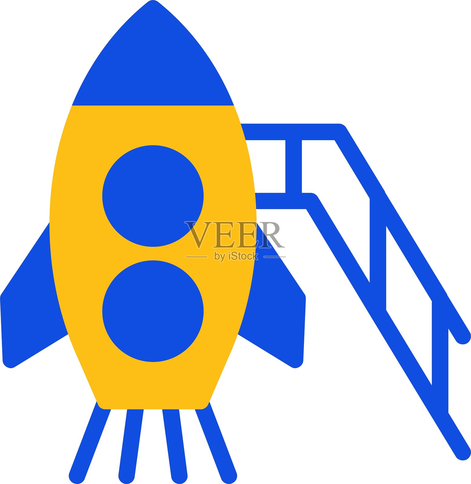 火箭扁平化双色图标插画图片素材