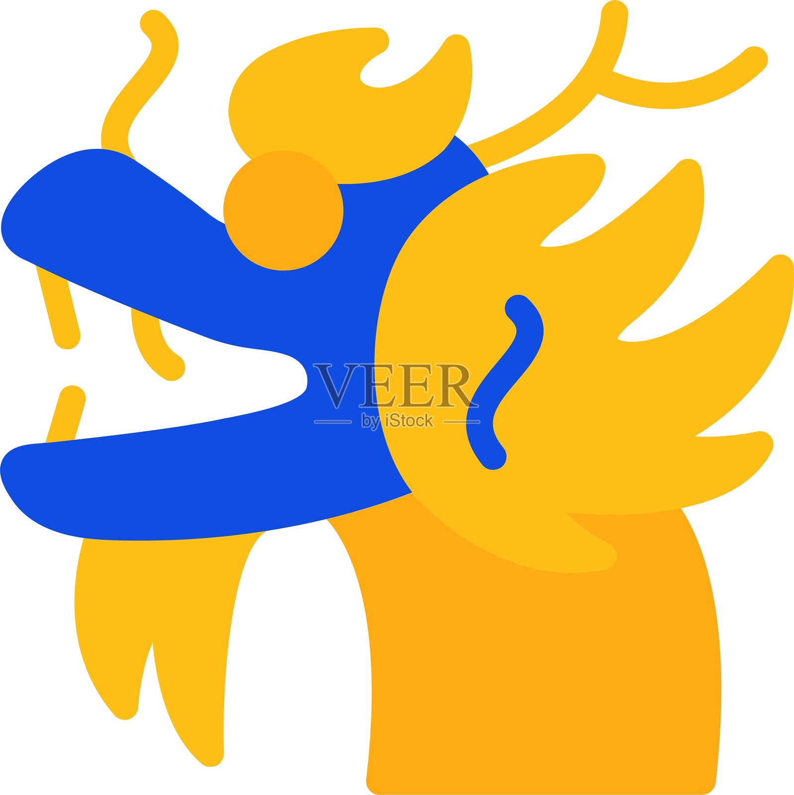 龙平面双色图标插画图片素材