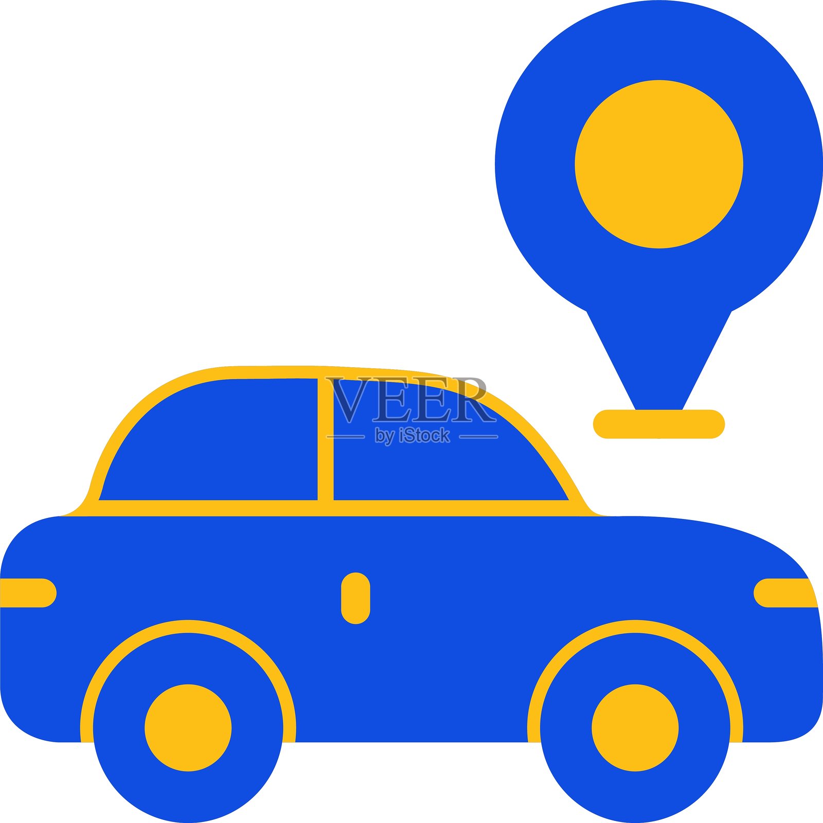 拼车扁平双色图标插画图片素材