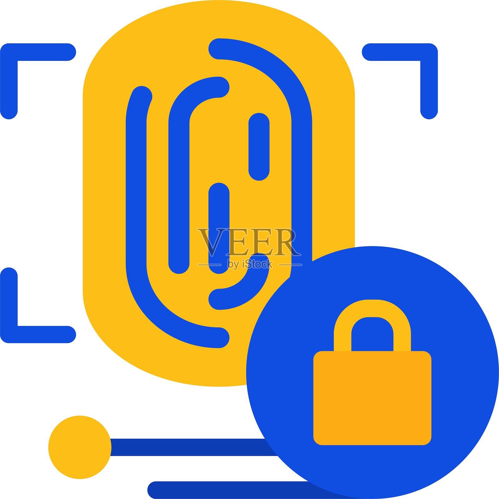 生物识别认证扁平化双色图标插画图片素材