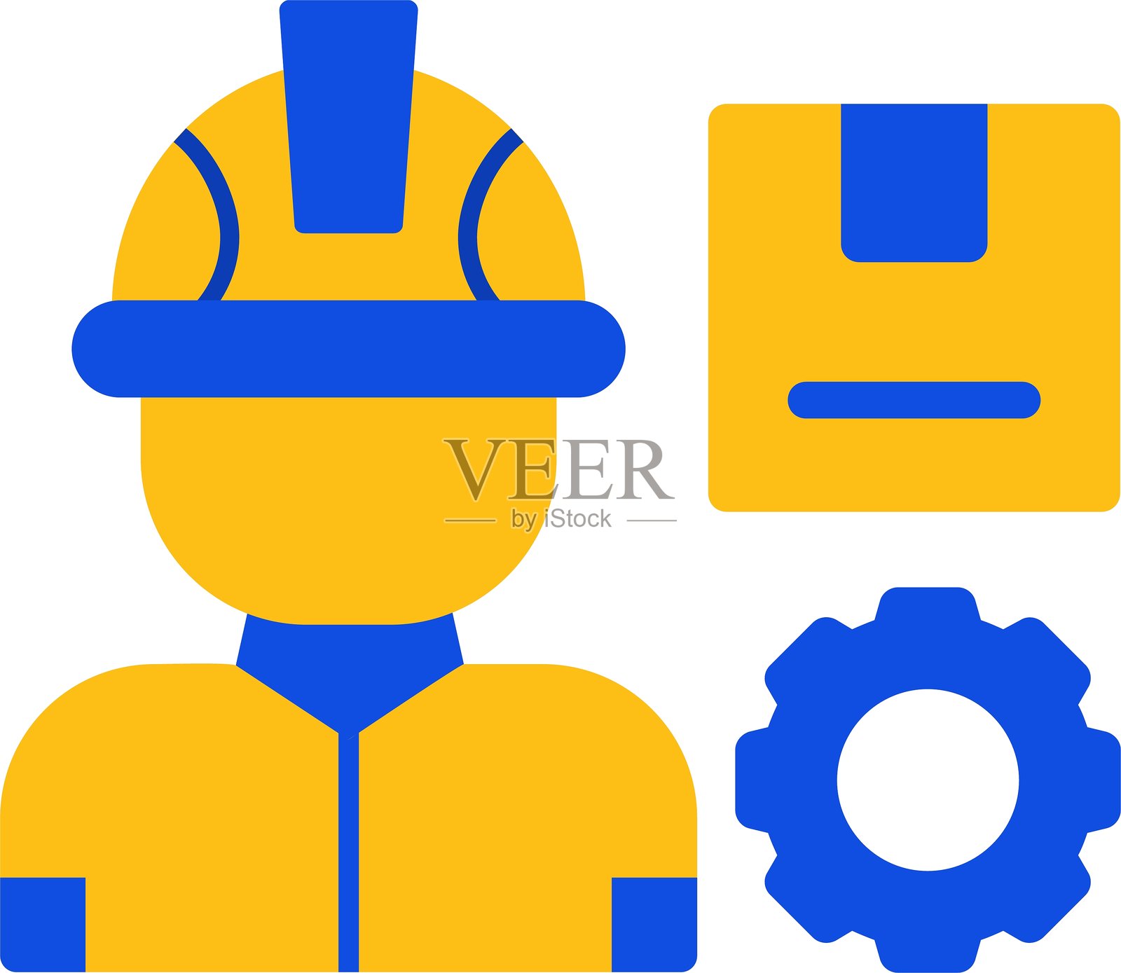 生产工人扁平双色图标插画图片素材