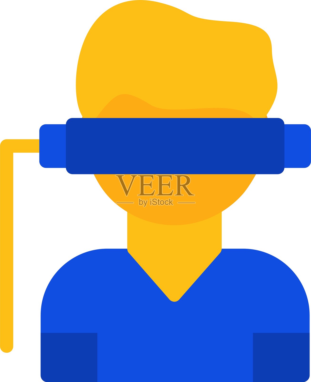 虚拟现实扁平双色图标插画图片素材