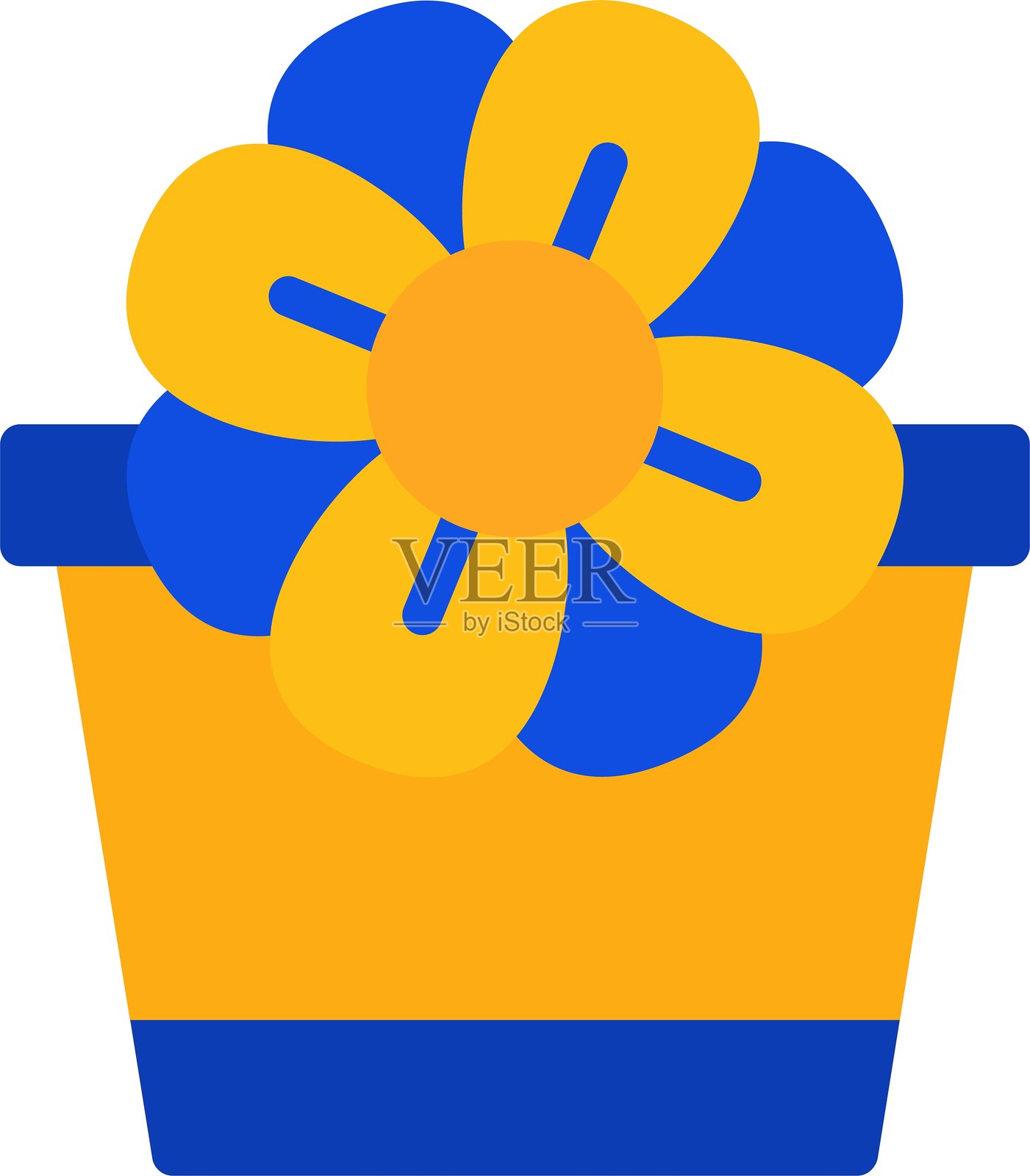 花盆扁平双色图标插画图片素材