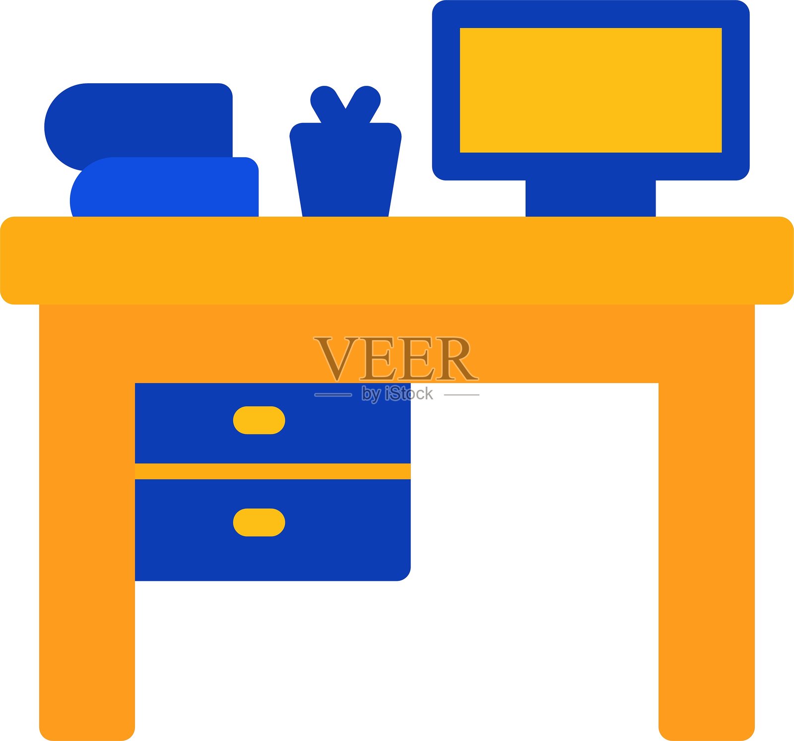 舒适的工作空间扁平双色图标插画图片素材