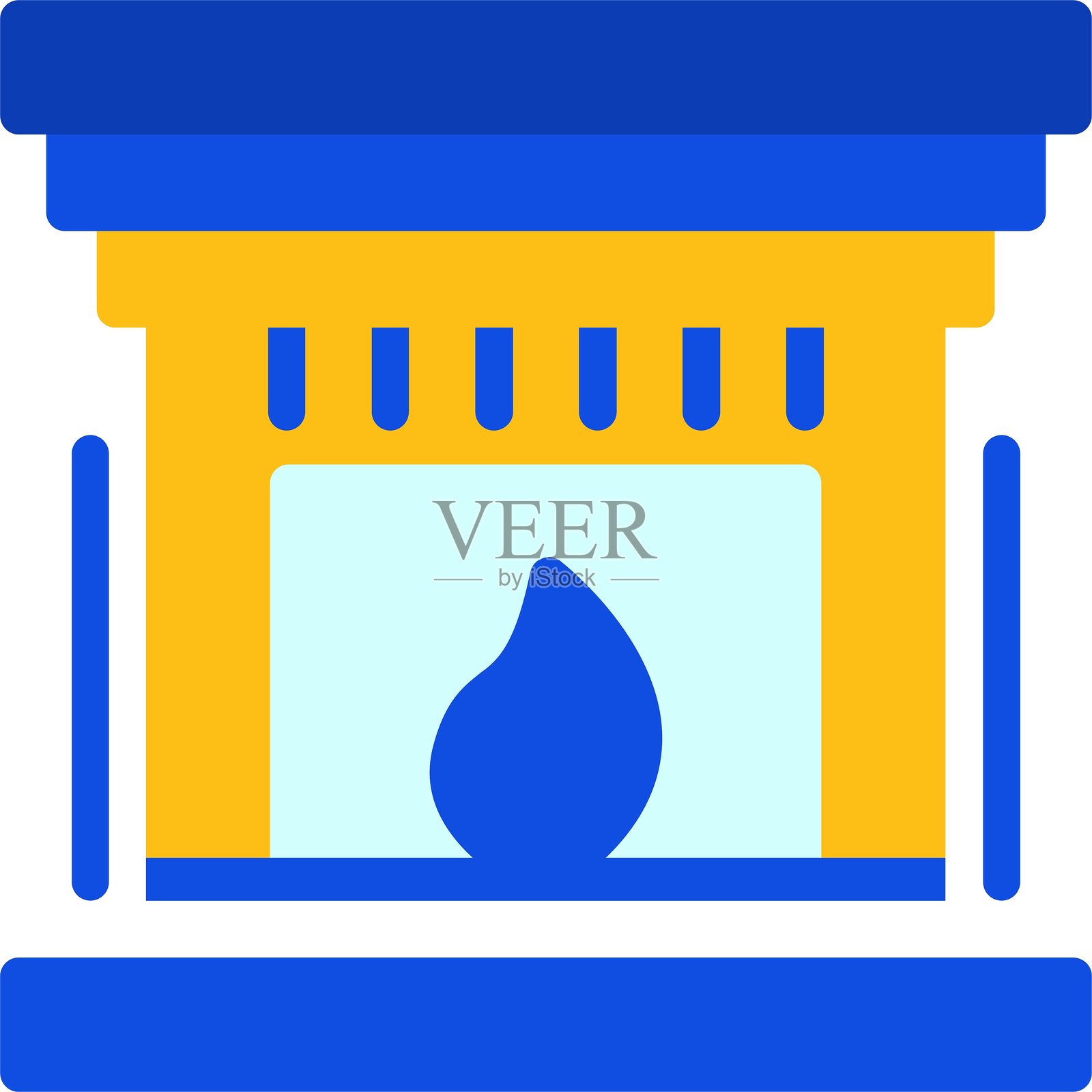 壁炉扁平双色图标插画图片素材