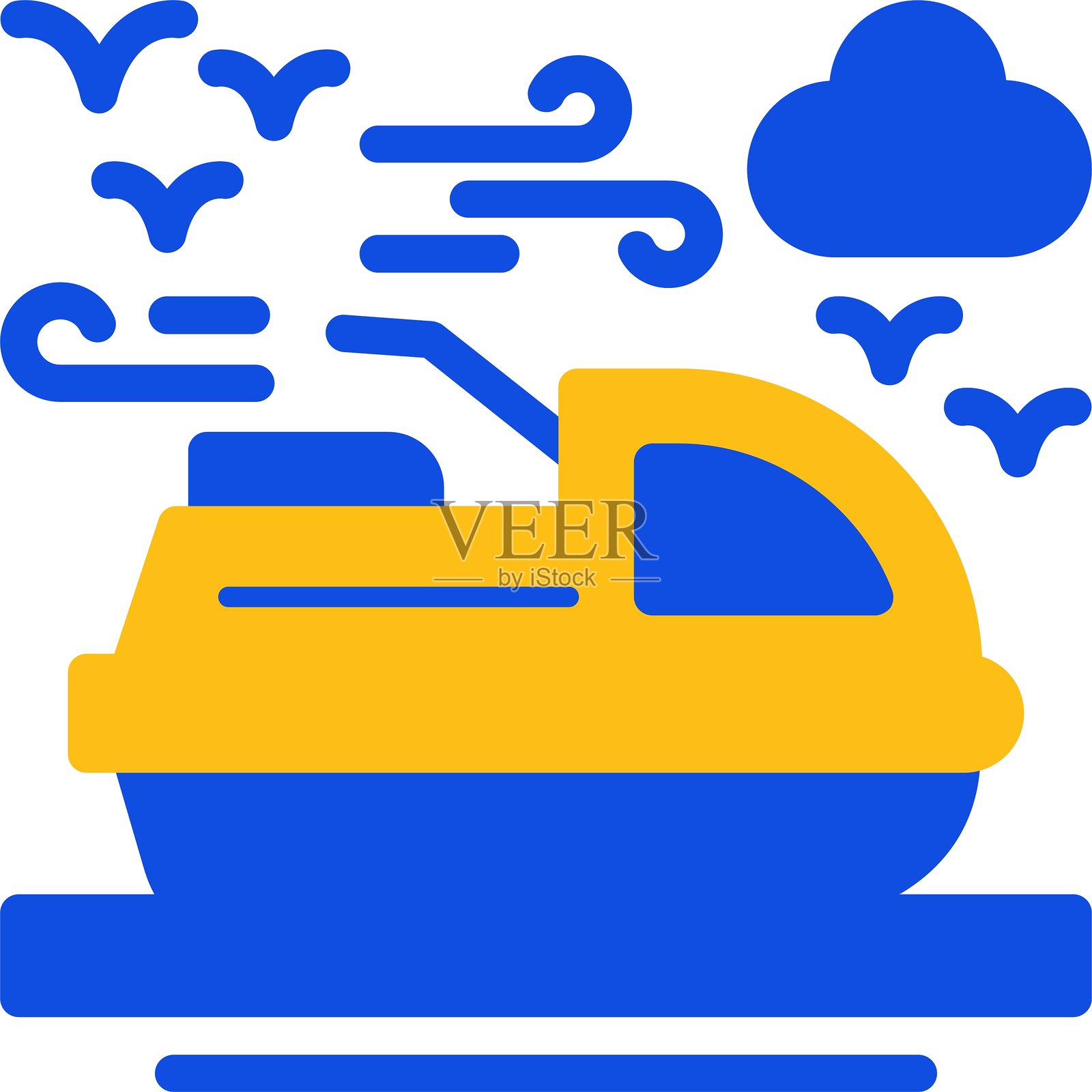 喷气滑水摩托扁平双色图标插画图片素材